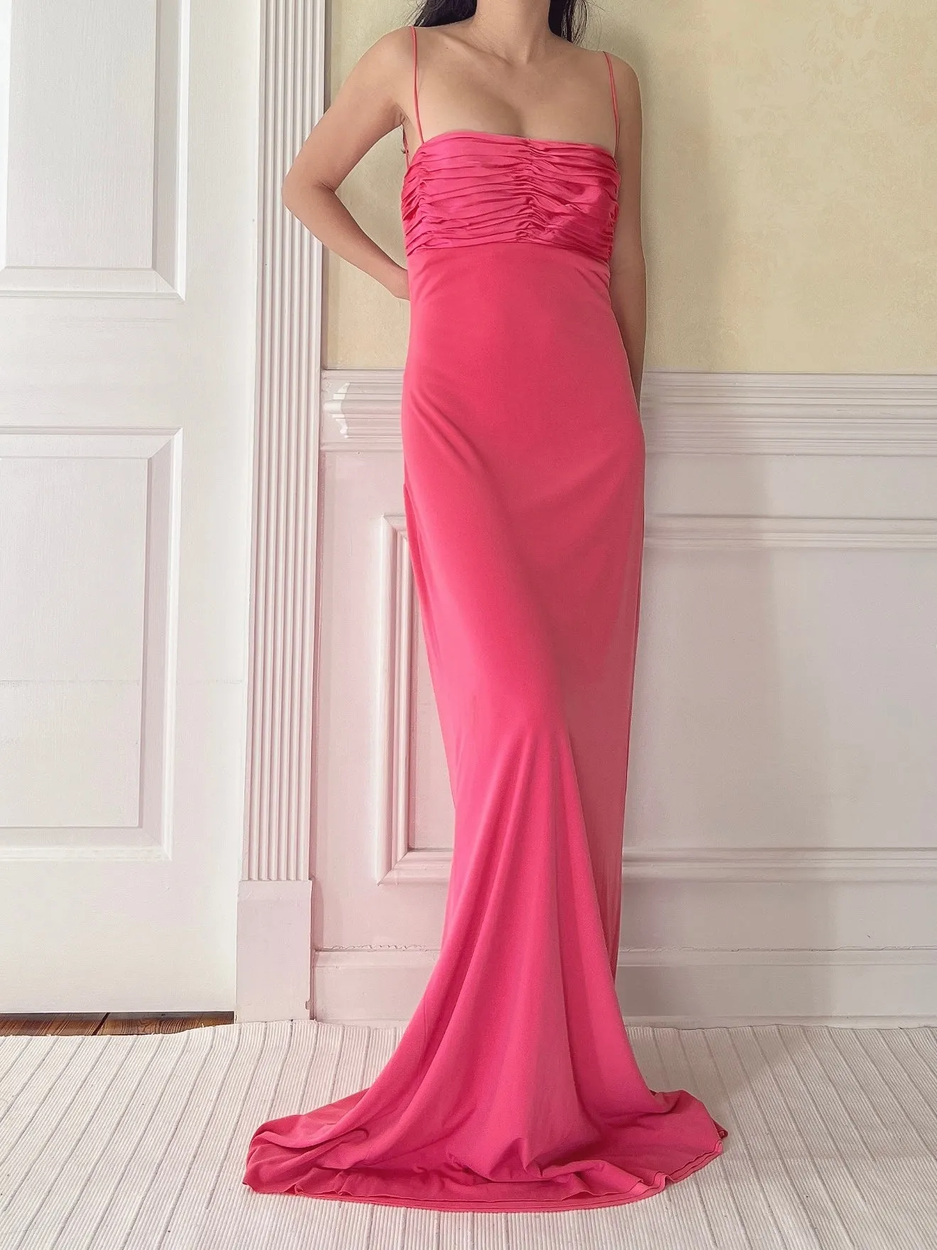 Vintage Hot Pink Jersey Dress - M