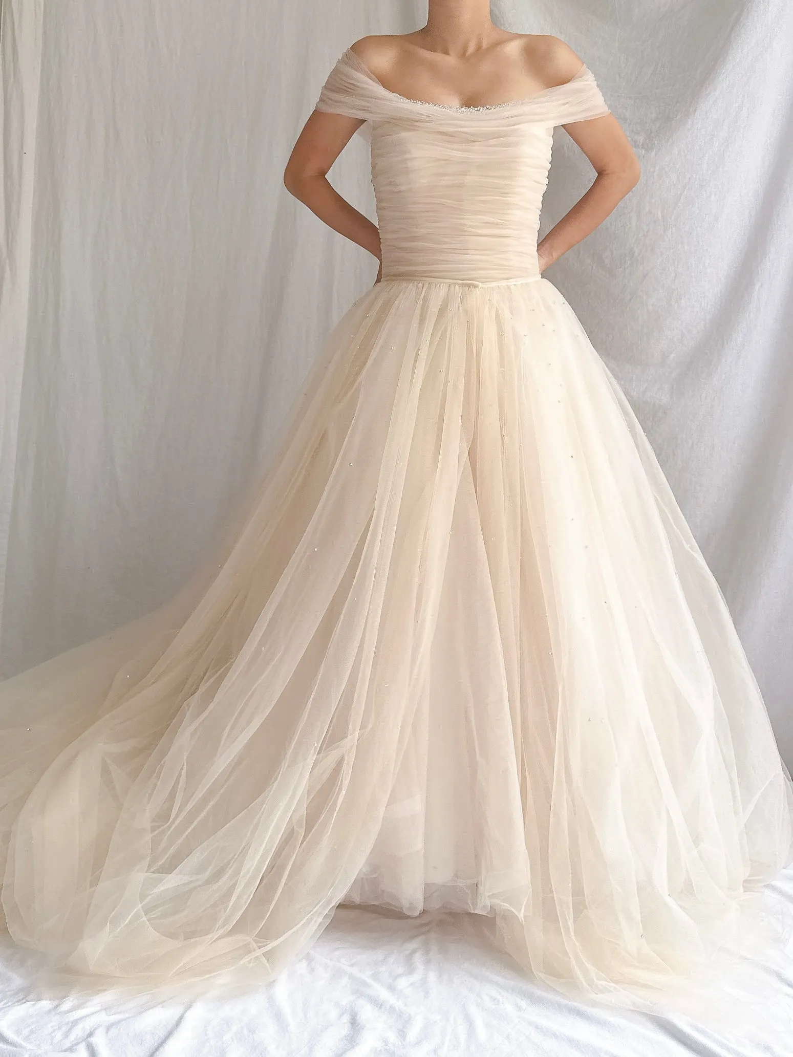 Vintage Ian Stuart UK Peach Nude Tulle 2-Piece - S/M 6/8