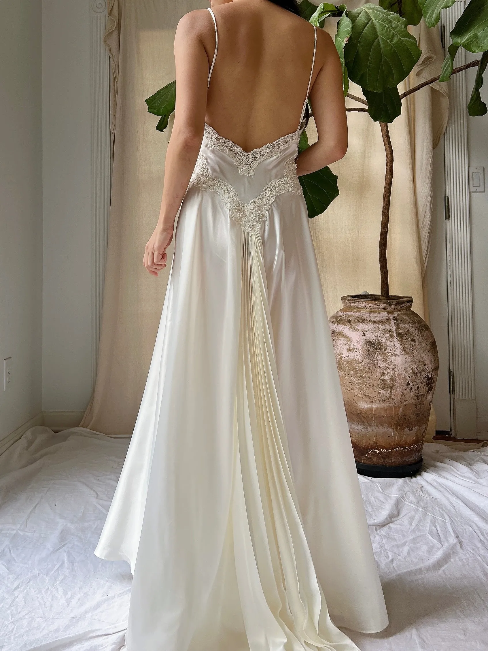 Vintage Lace and Satin Slip Gown - S