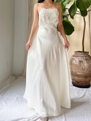Vintage Lace and Satin Slip Gown - S