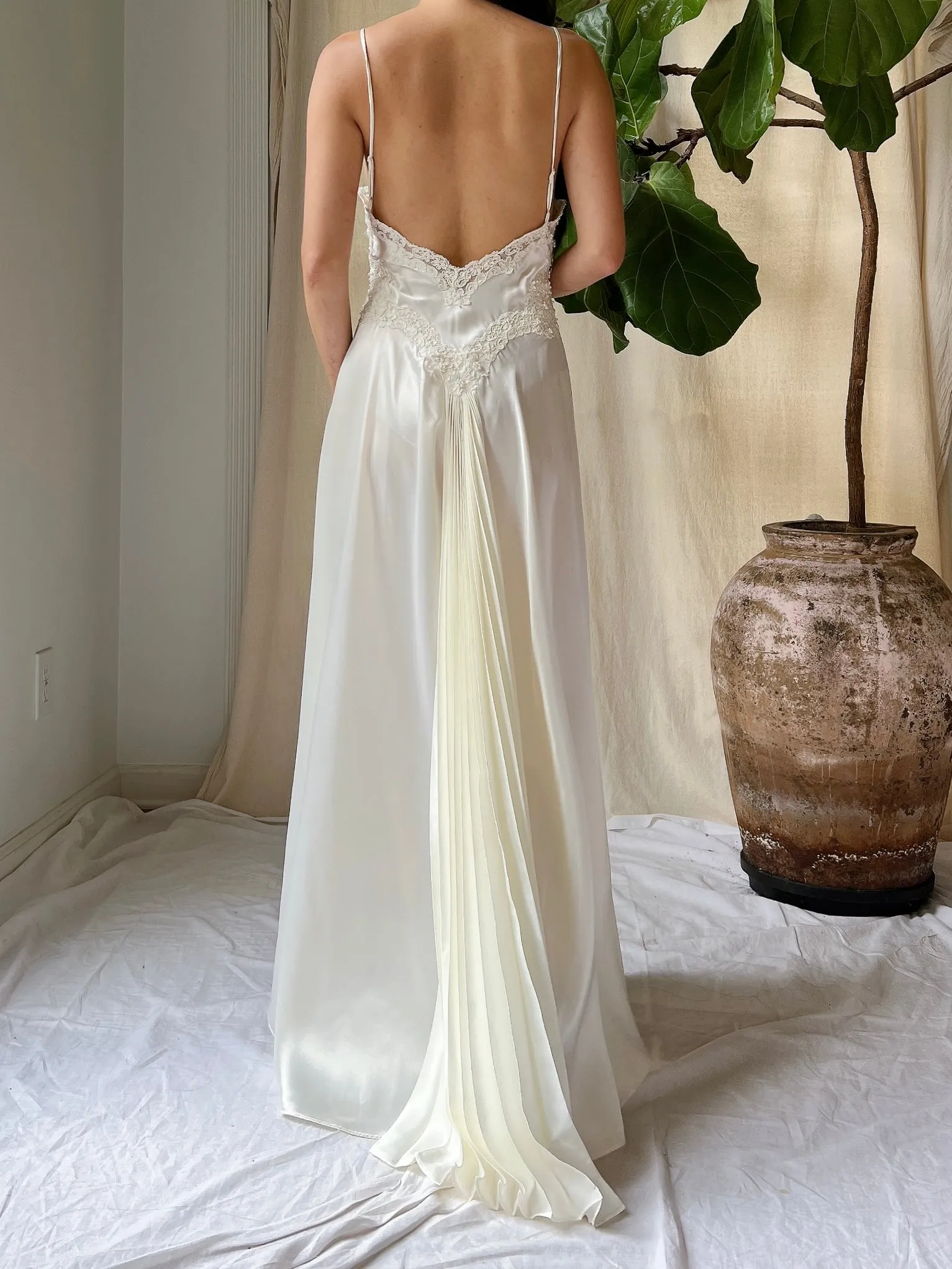 Vintage Lace and Satin Slip Gown - S