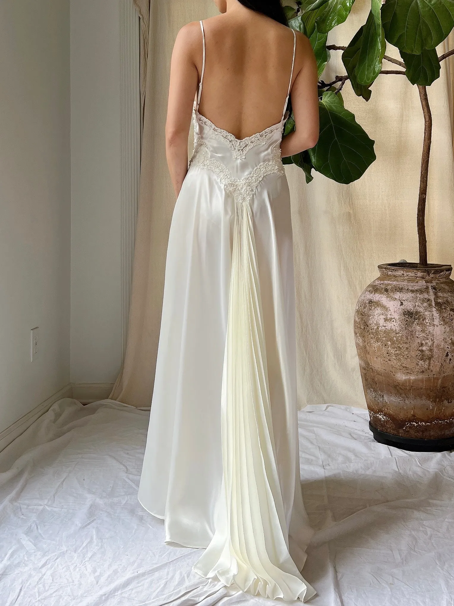 Vintage Lace and Satin Slip Gown - S