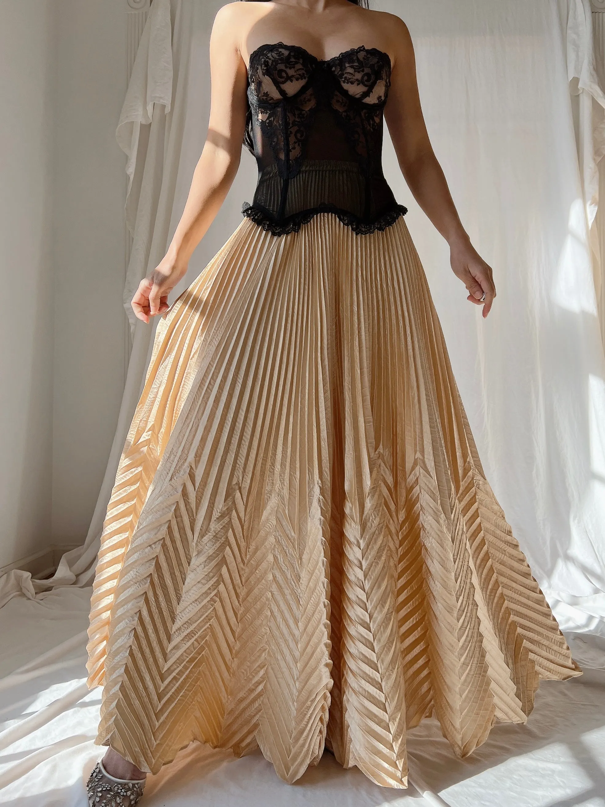 Vintage Light Gold Geometric Skirt - M/L