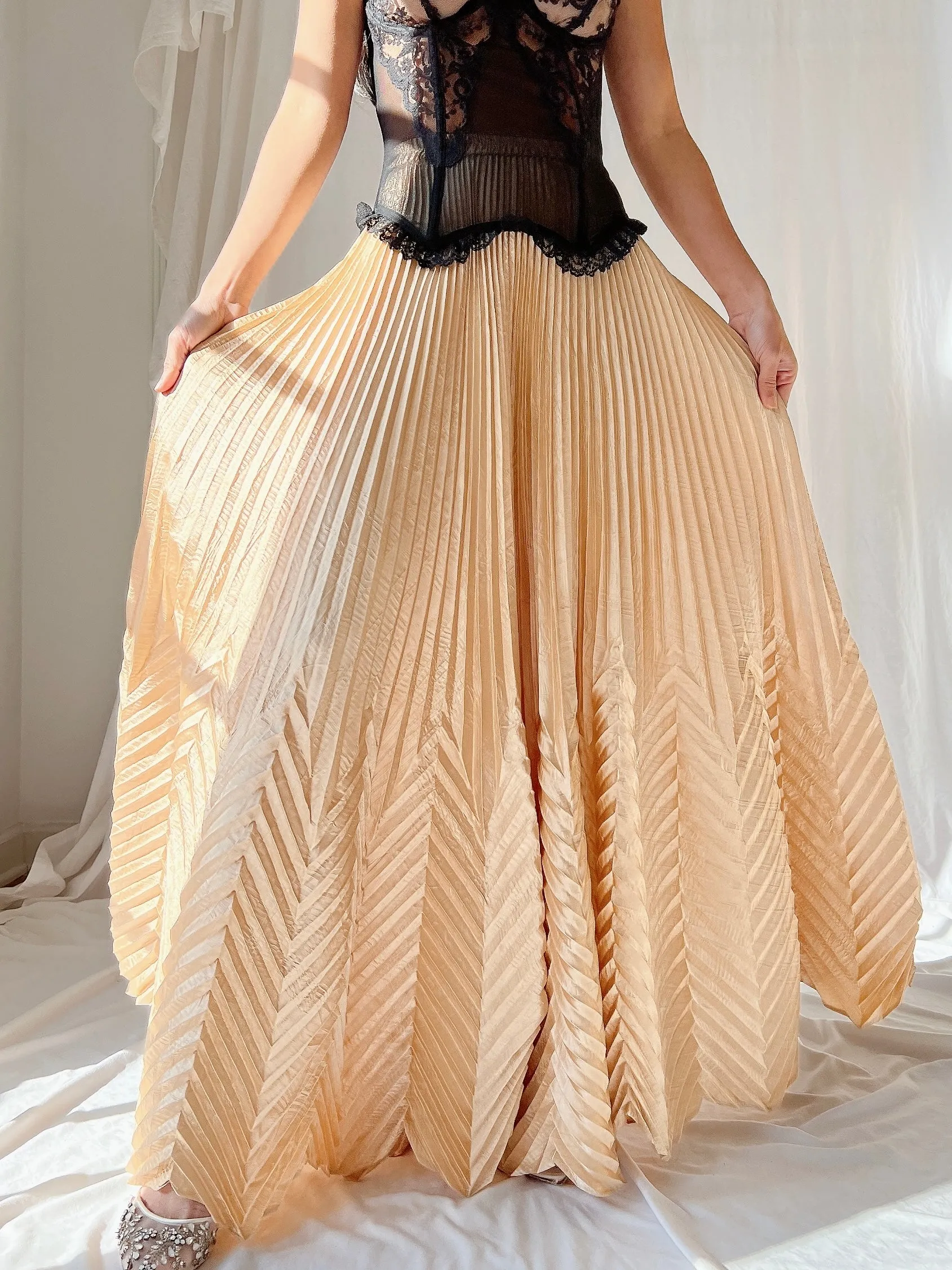 Vintage Light Gold Geometric Skirt - M/L