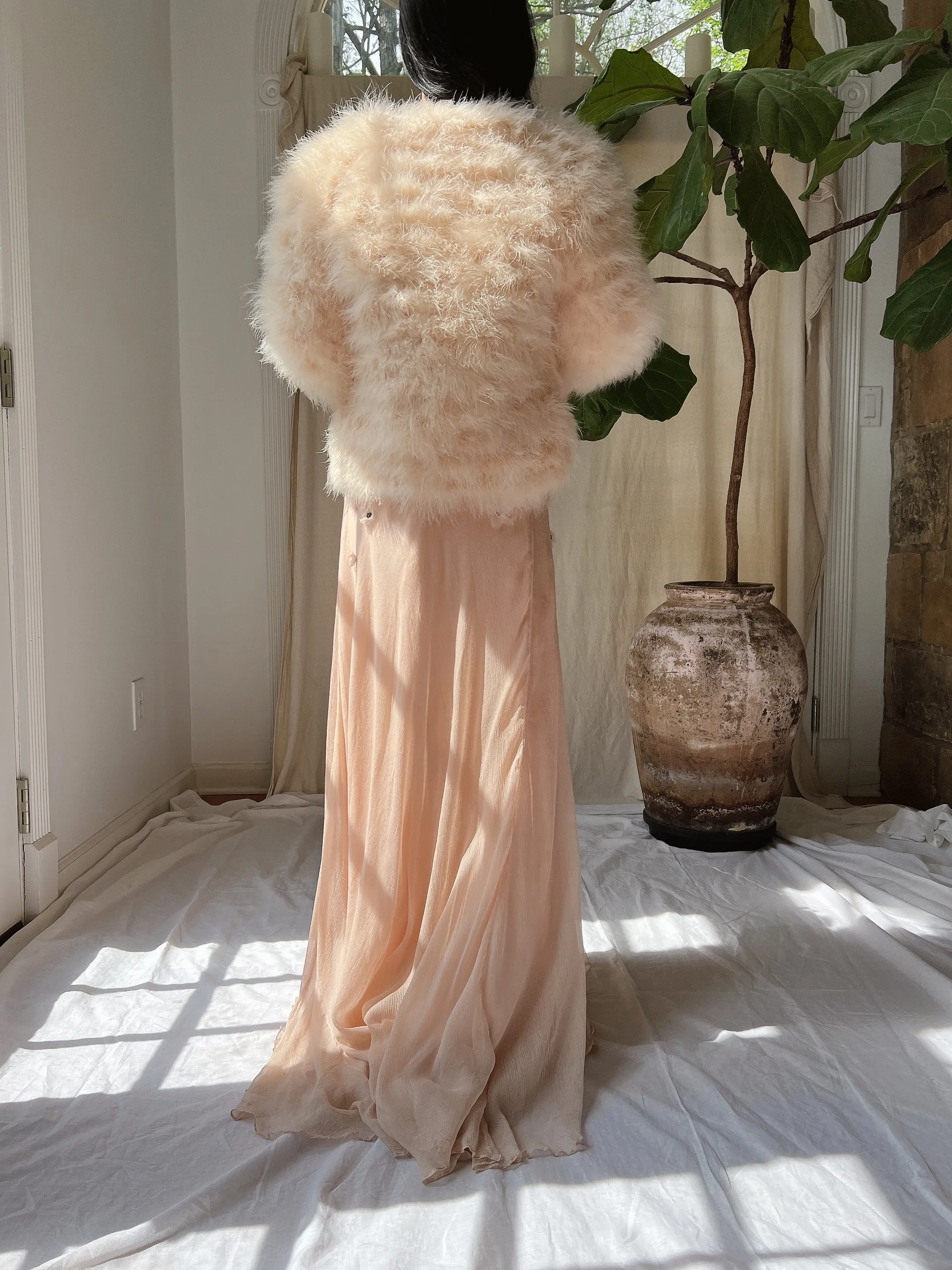 Vintage Peach Feather Jacket - S/M