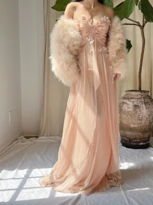 Vintage Peach Feather Jacket - S/M