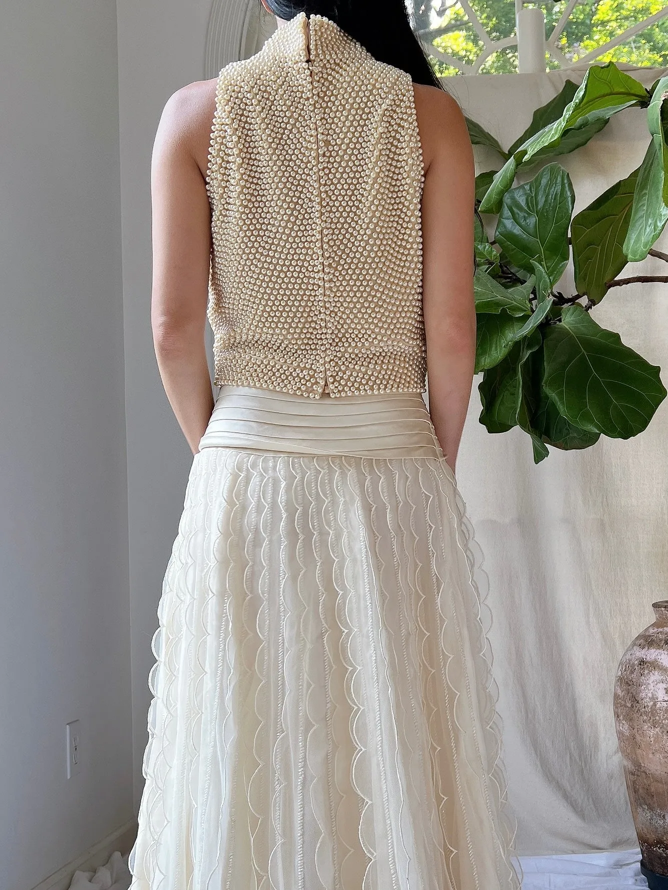 Vintage Pearl Beaded Top - S