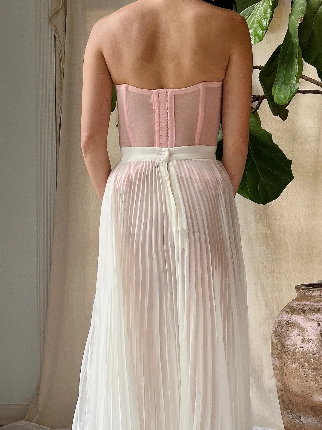 Vintage Pink Sheer Bustier - XS