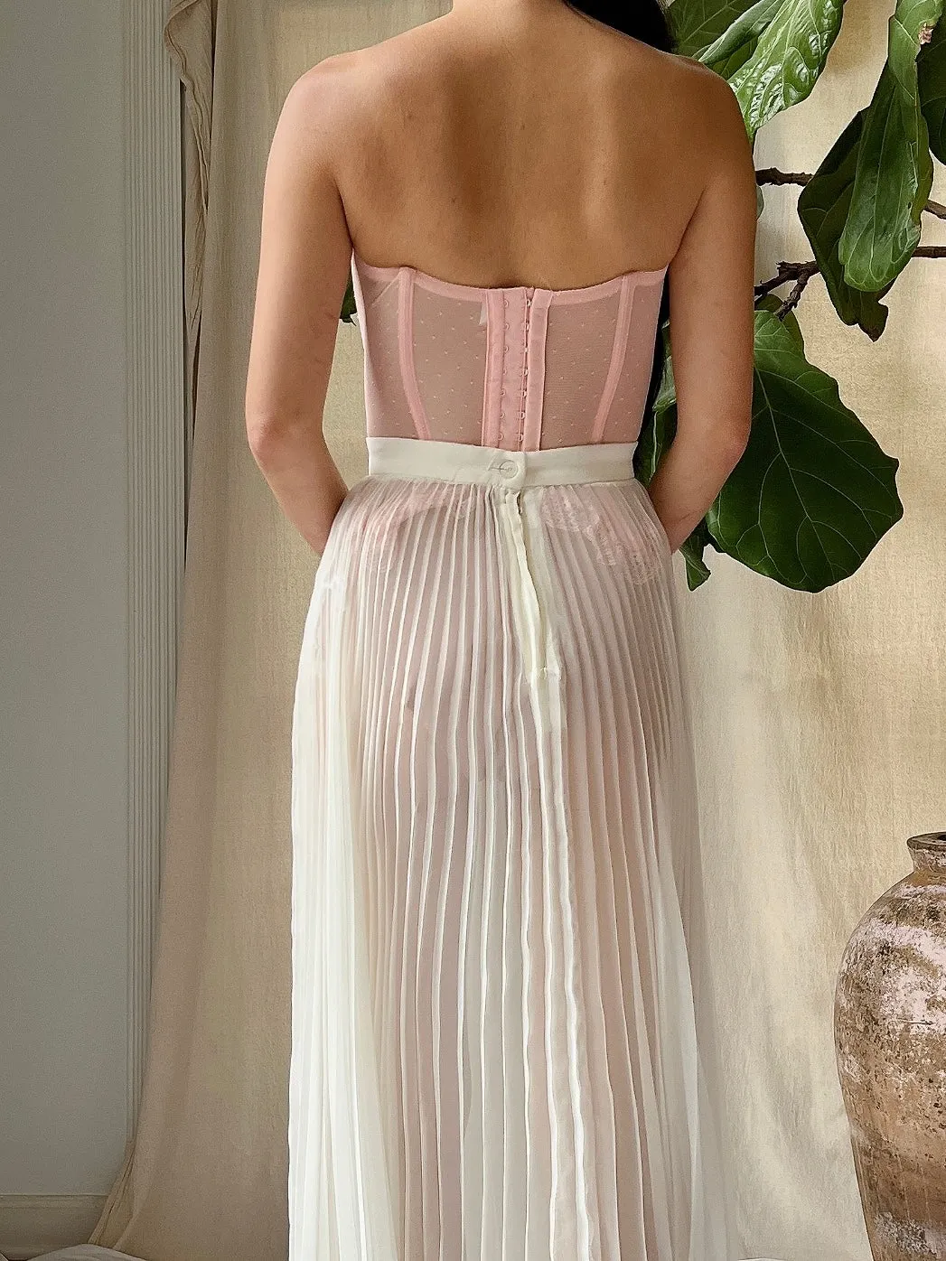Vintage Pink Sheer Bustier - XS