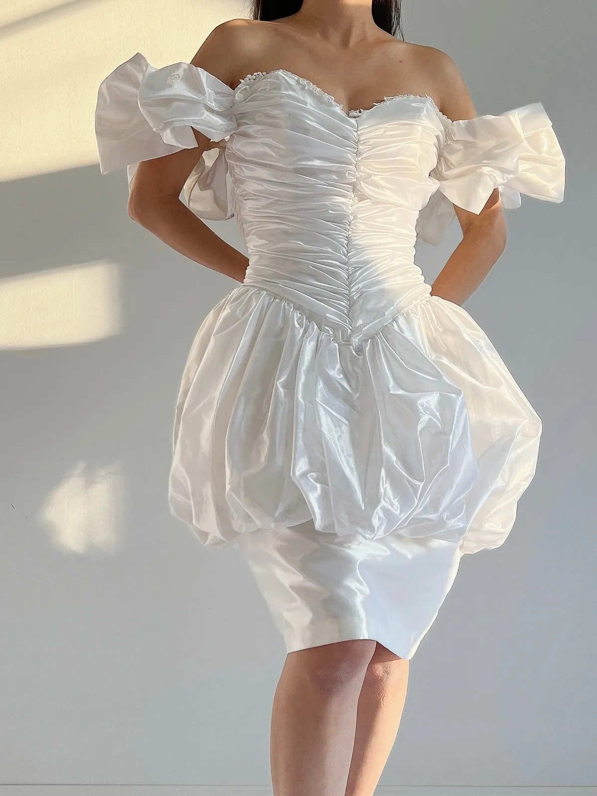 Vintage Puff Sleeve Pearlescent Dress - XS
