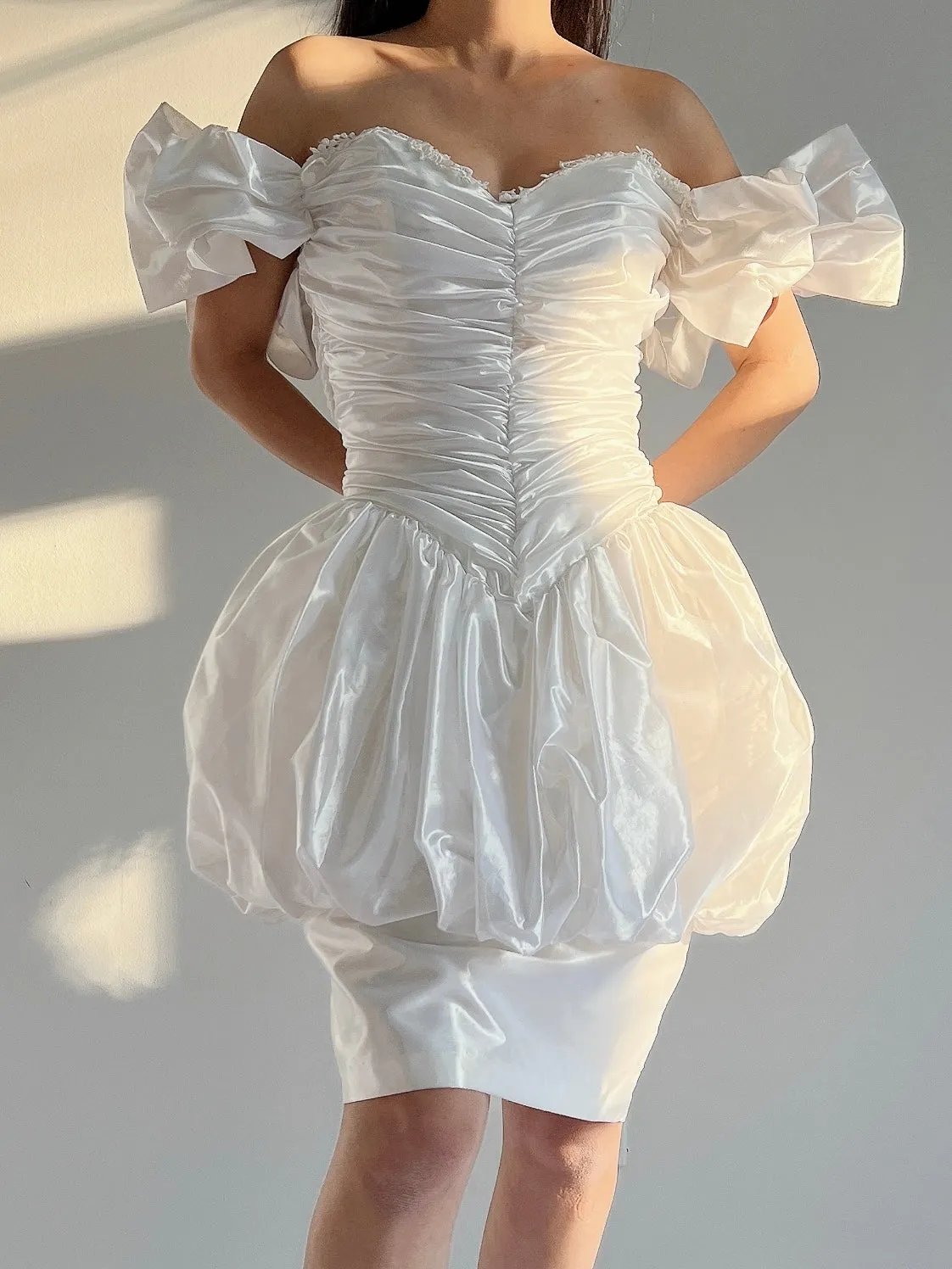 Vintage Puff Sleeve Pearlescent Dress - XS