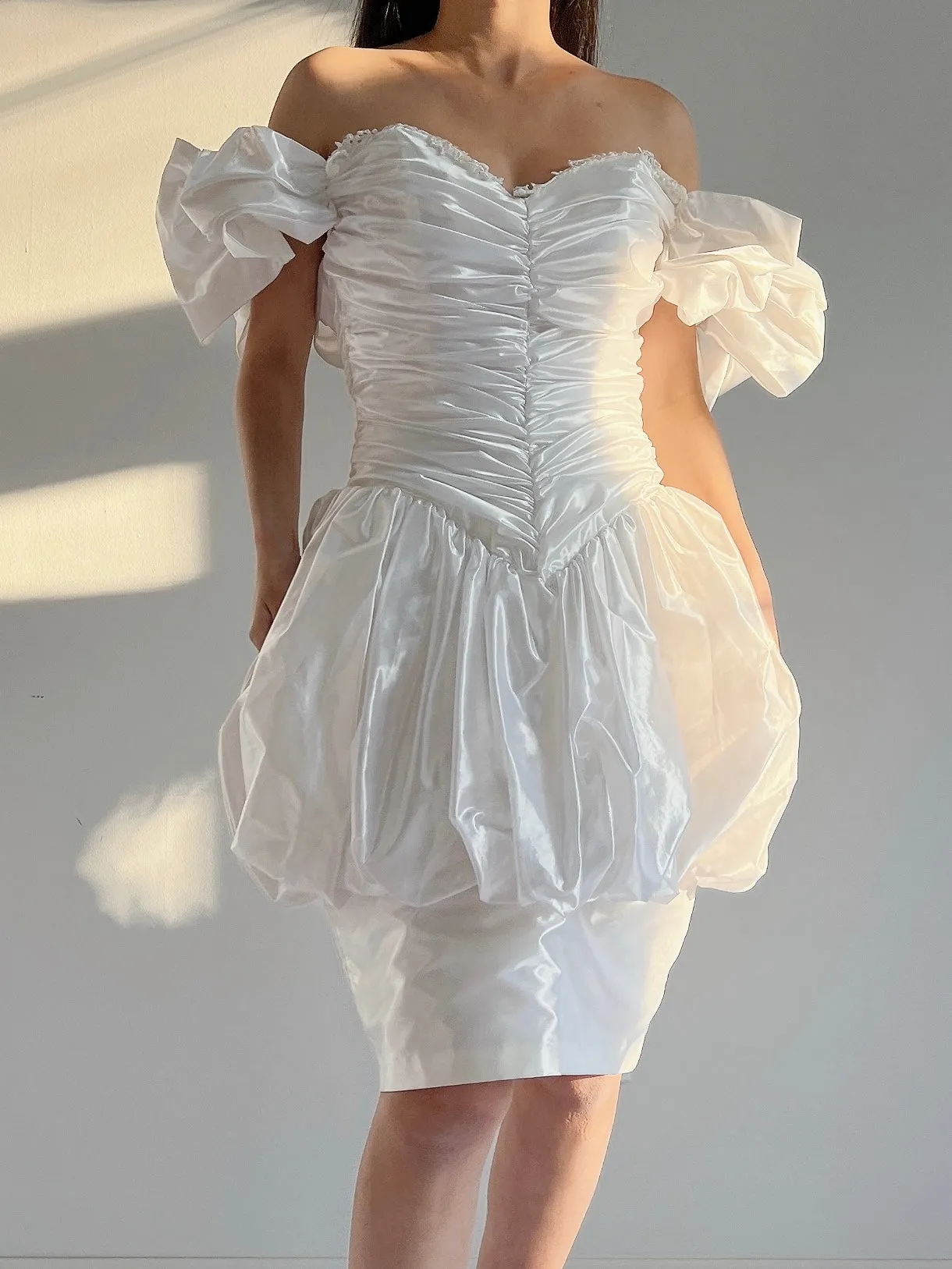 Vintage Puff Sleeve Pearlescent Dress - XS