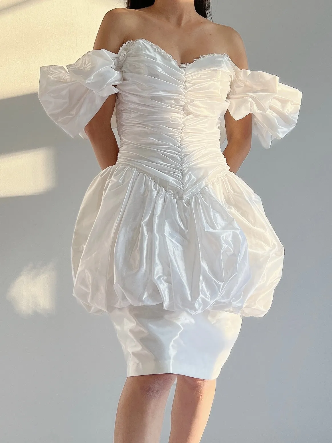 Vintage Puff Sleeve Pearlescent Dress - XS