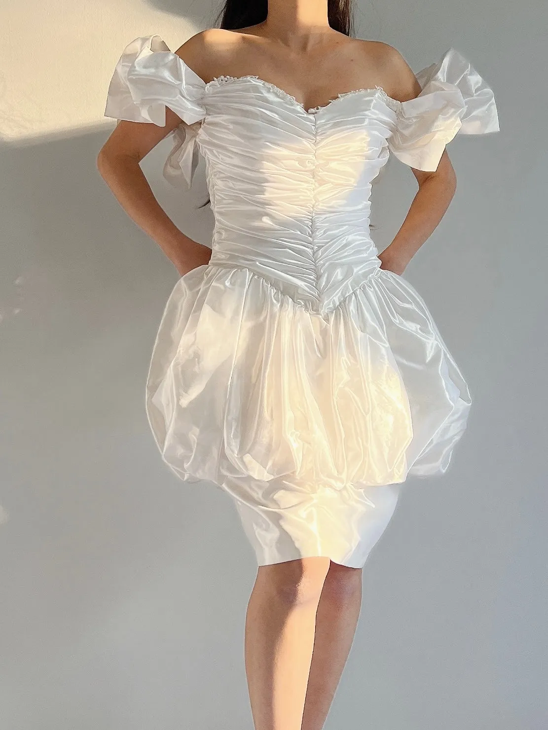 Vintage Puff Sleeve Pearlescent Dress - XS