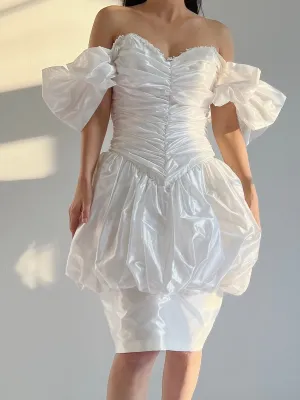 Vintage Puff Sleeve Pearlescent Dress - XS