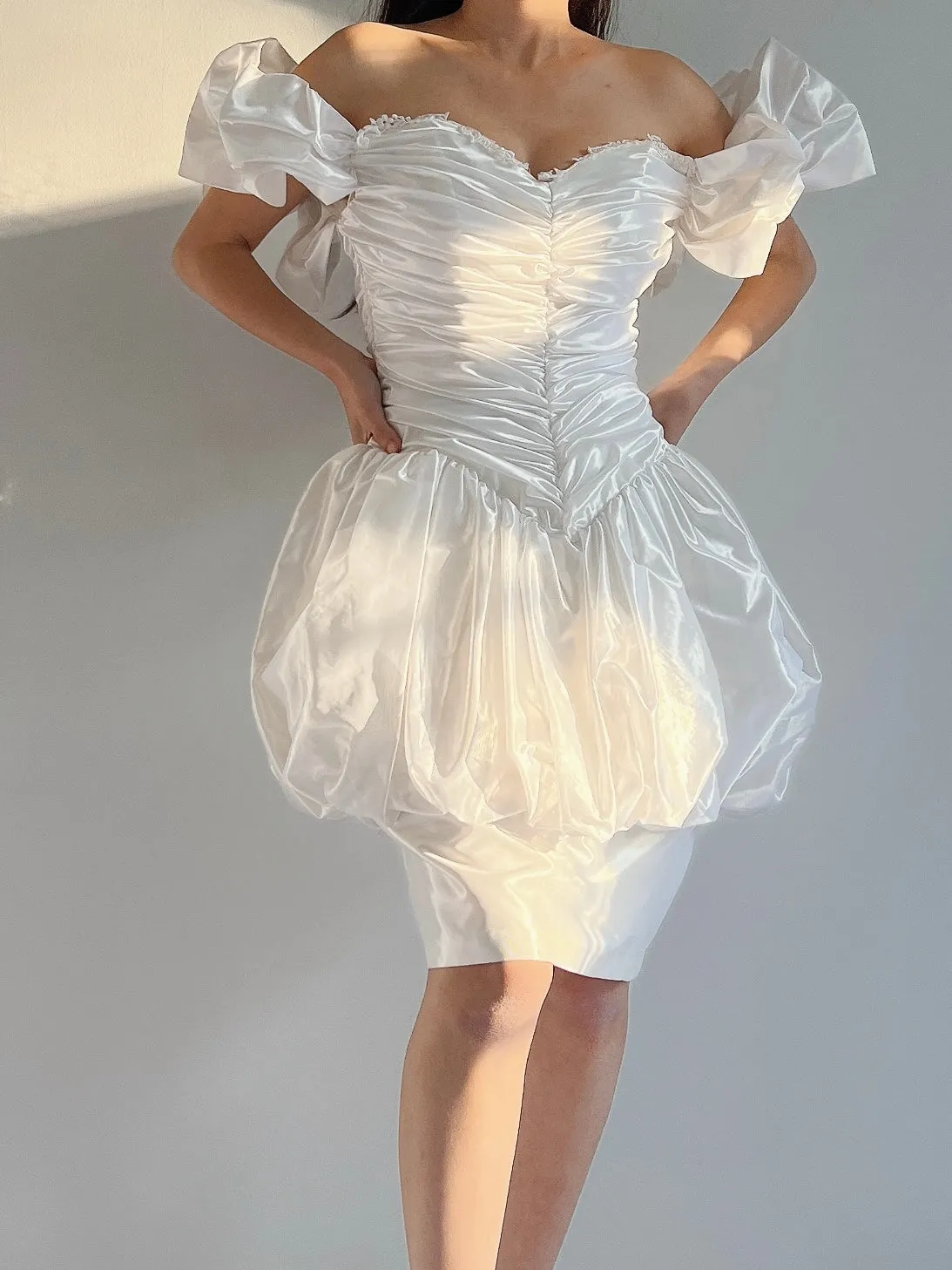 Vintage Puff Sleeve Pearlescent Dress - XS