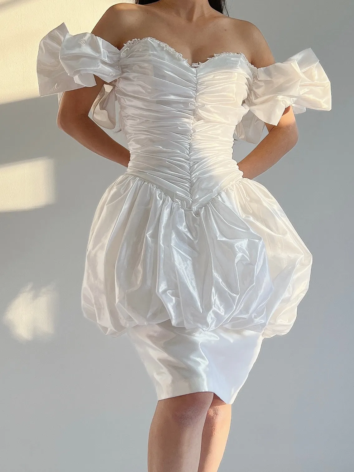 Vintage Puff Sleeve Pearlescent Dress - XS