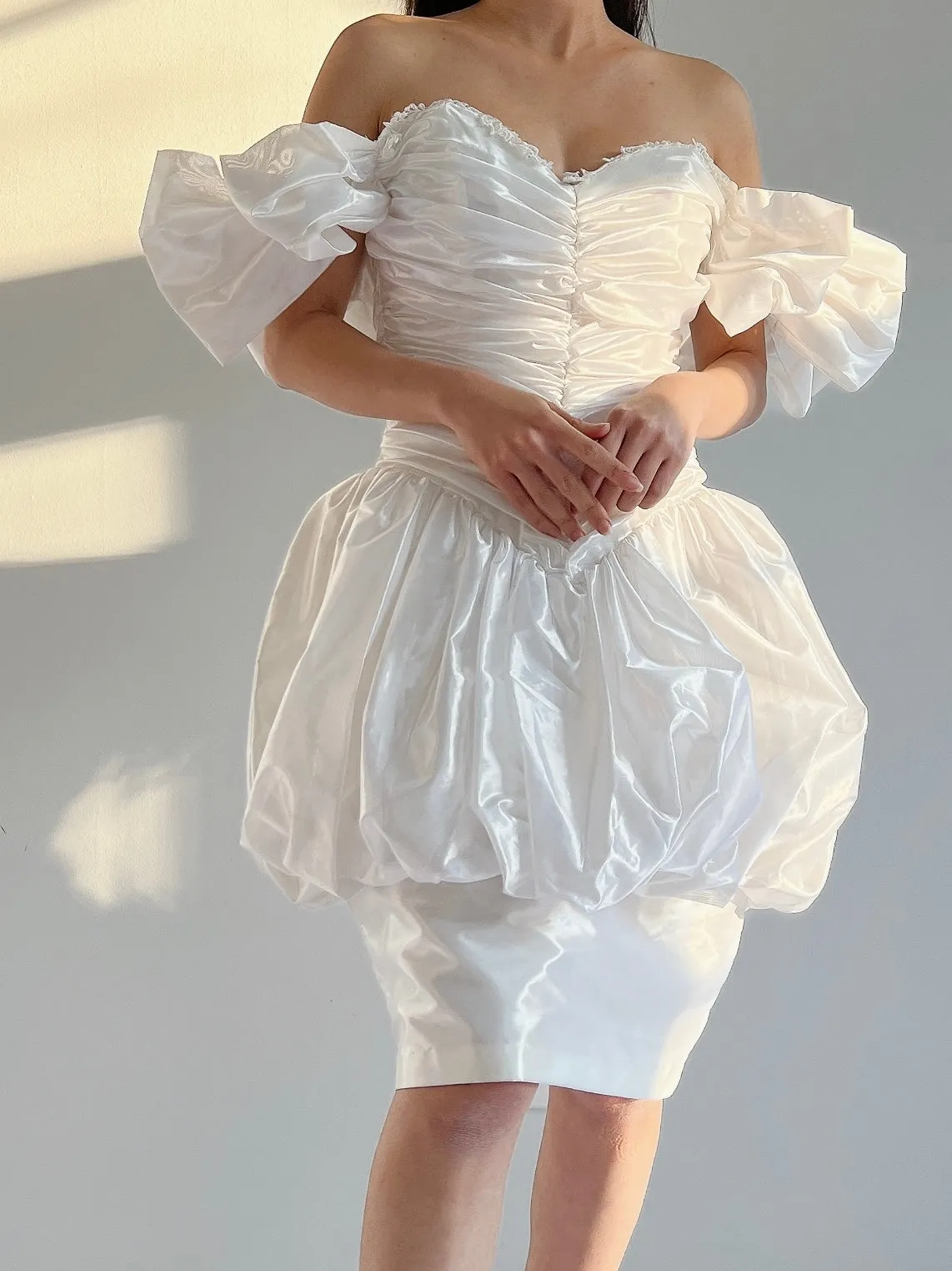 Vintage Puff Sleeve Pearlescent Dress - XS