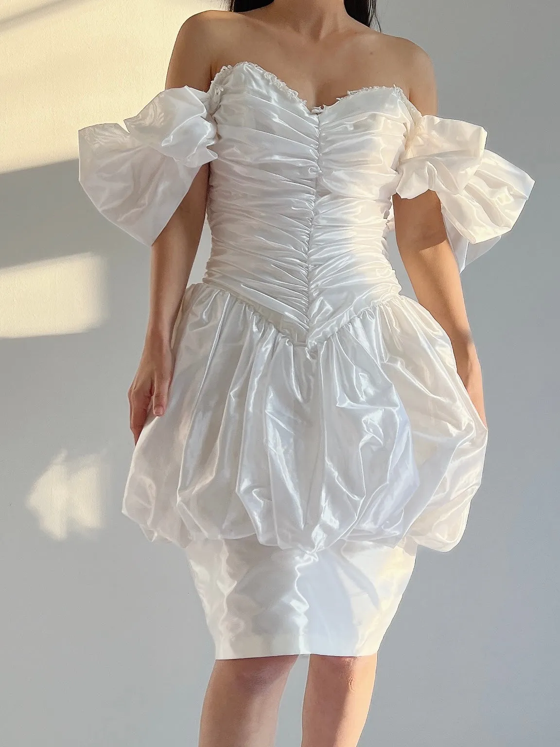 Vintage Puff Sleeve Pearlescent Dress - XS