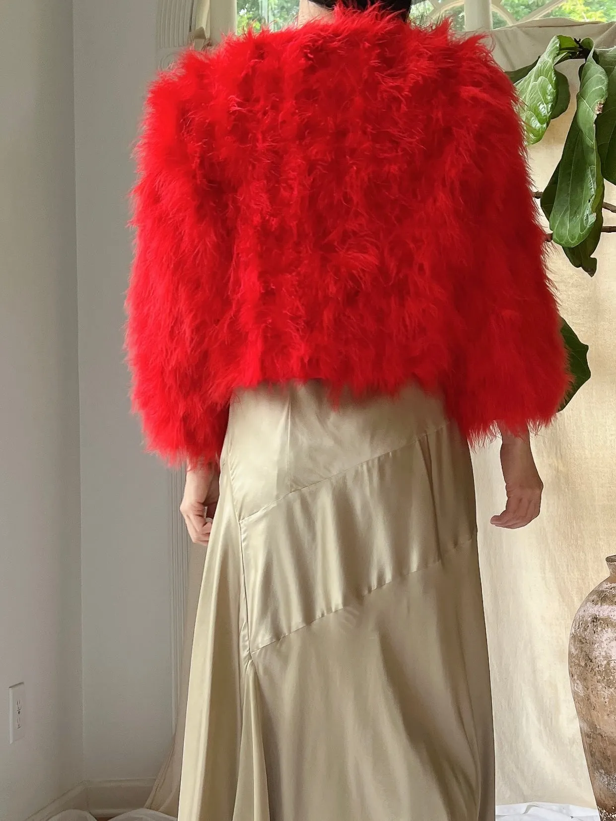 Vintage Red Feather Jacket - S