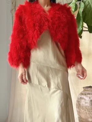 Vintage Red Feather Jacket - S