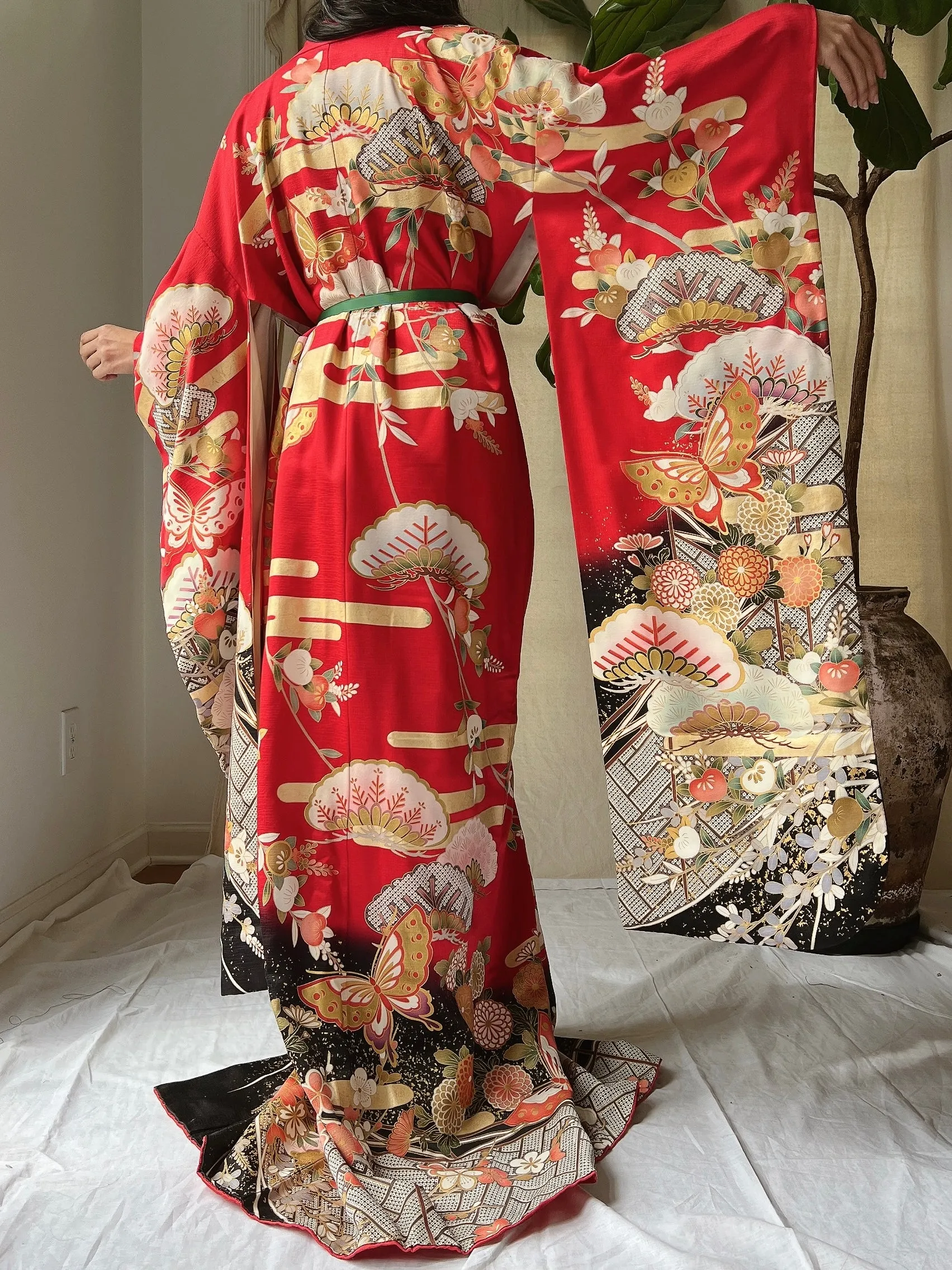 Vintage Red Silk Butter Kimono - OSFM
