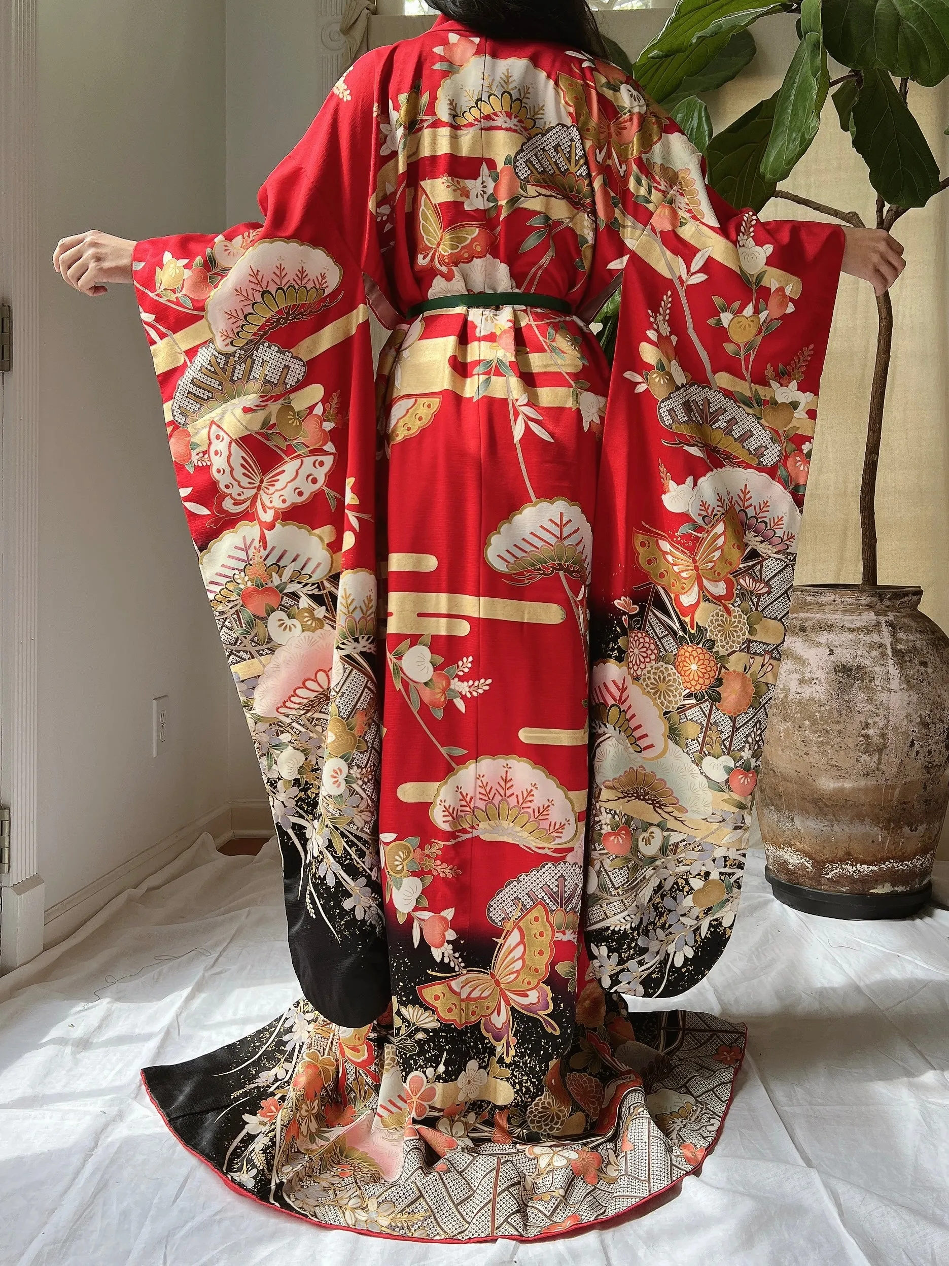 Vintage Red Silk Butter Kimono - OSFM