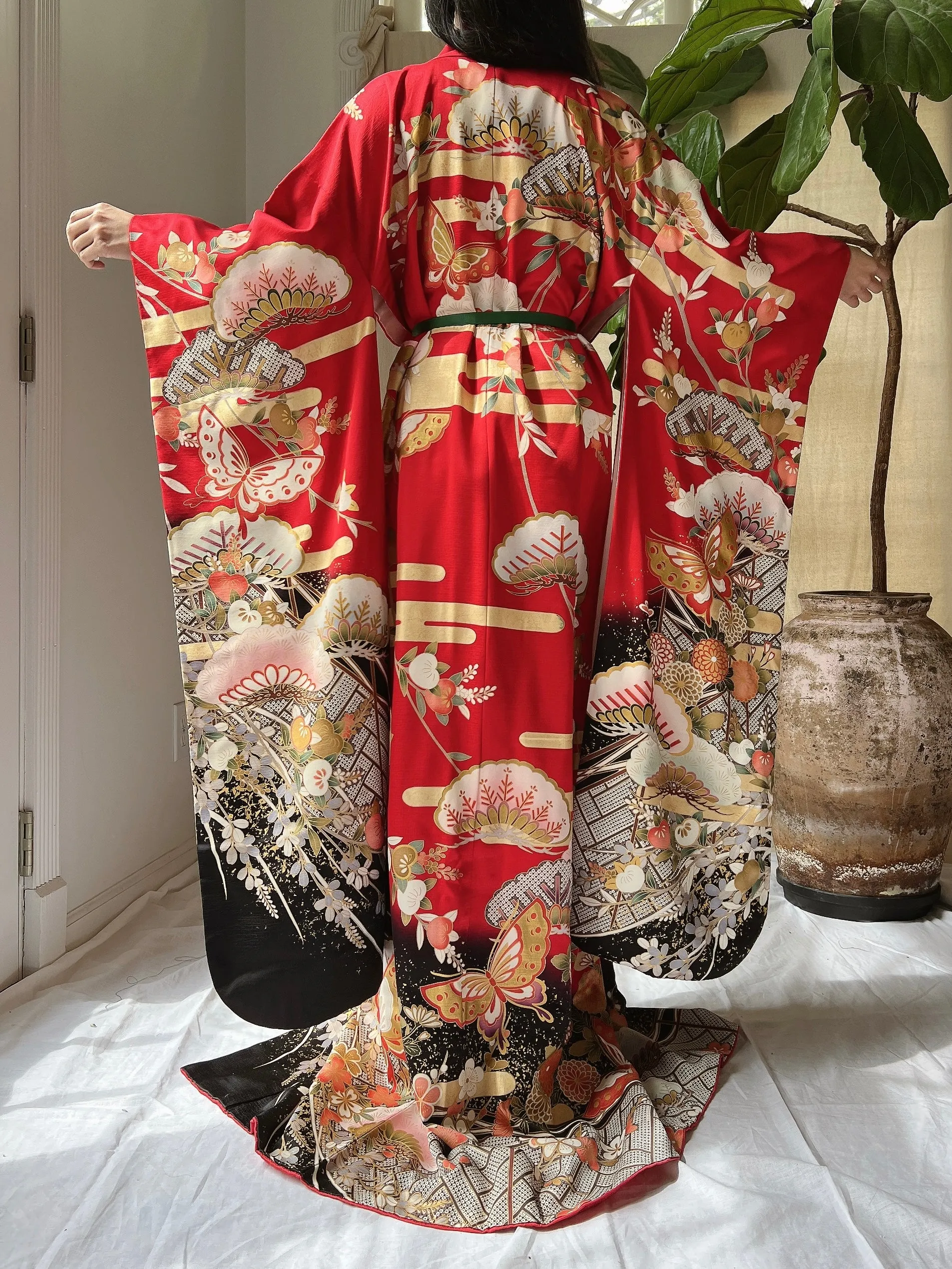 Vintage Red Silk Butter Kimono - OSFM