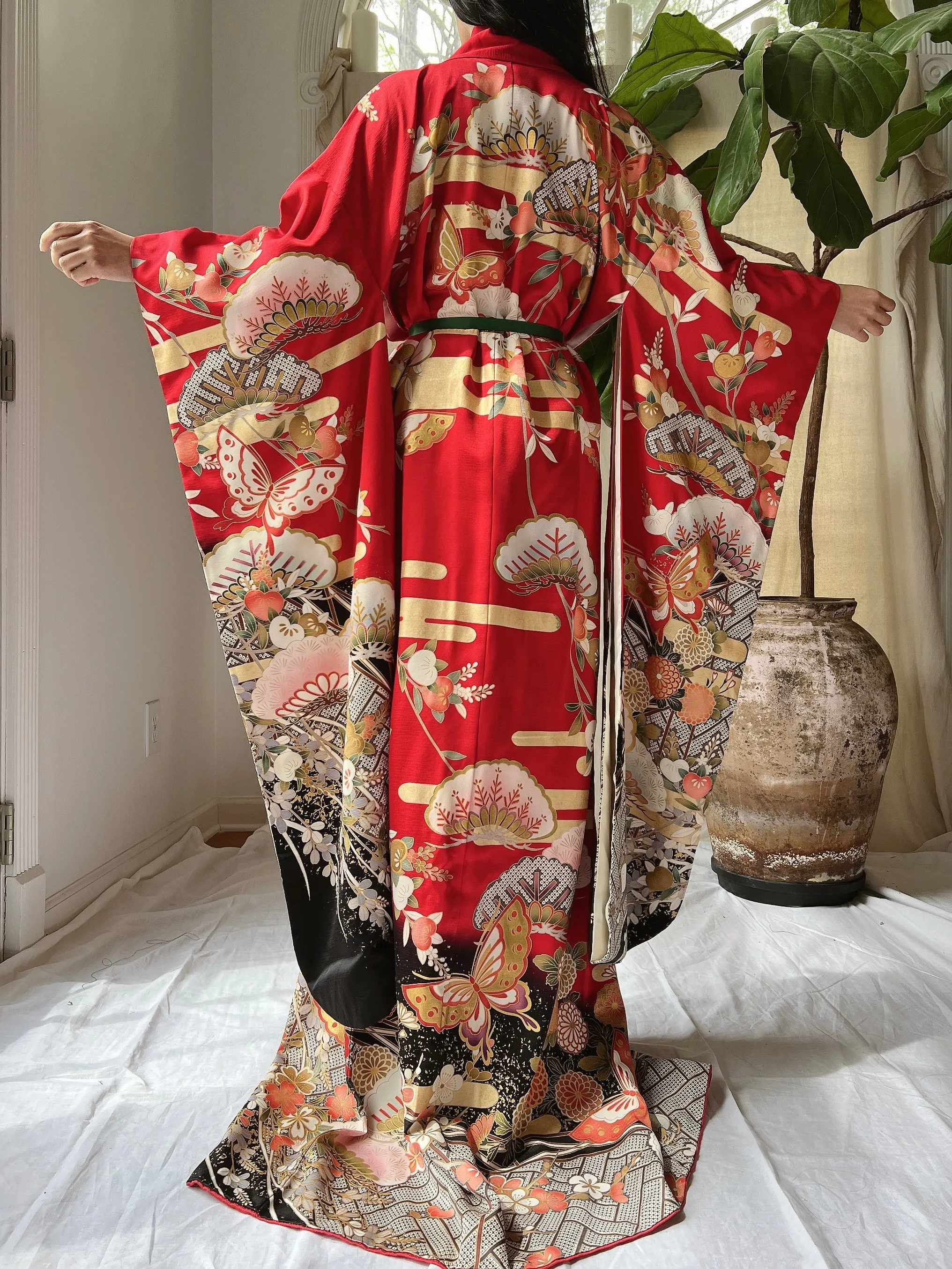 Vintage Red Silk Butter Kimono - OSFM