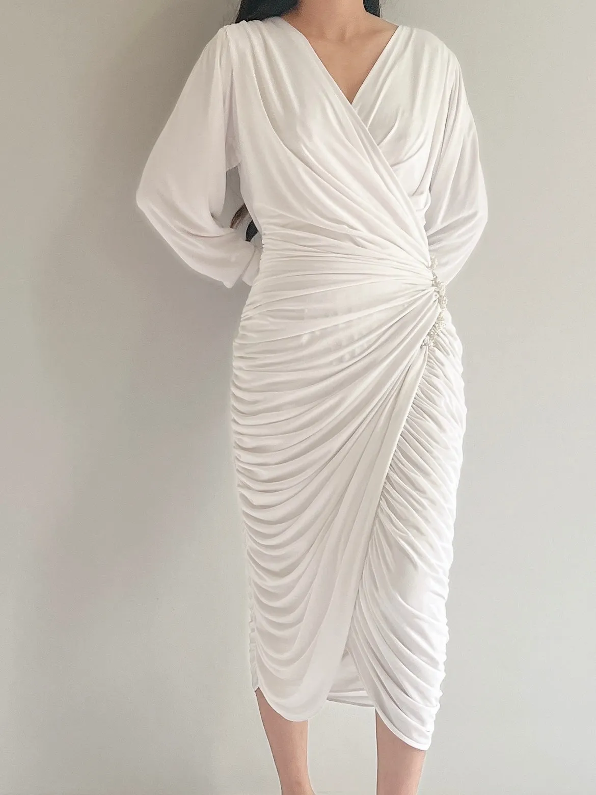 Vintage Ruche Jersey Dress - S