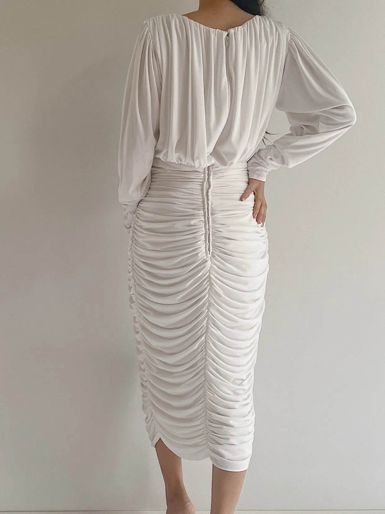 Vintage Ruche Jersey Dress - S