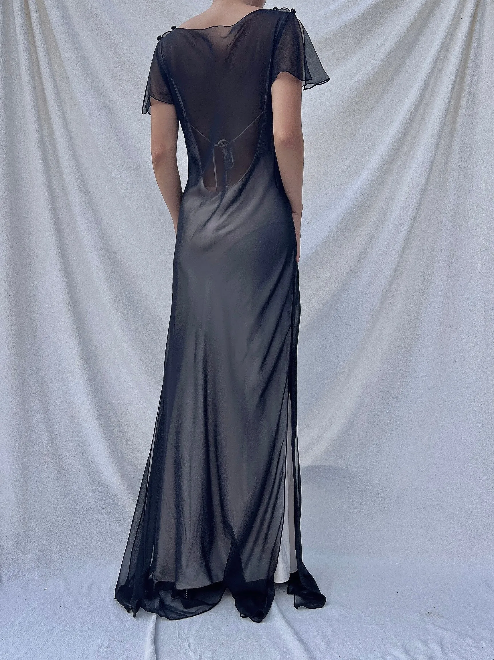 Vintage Sheer Chiffon Gown - S