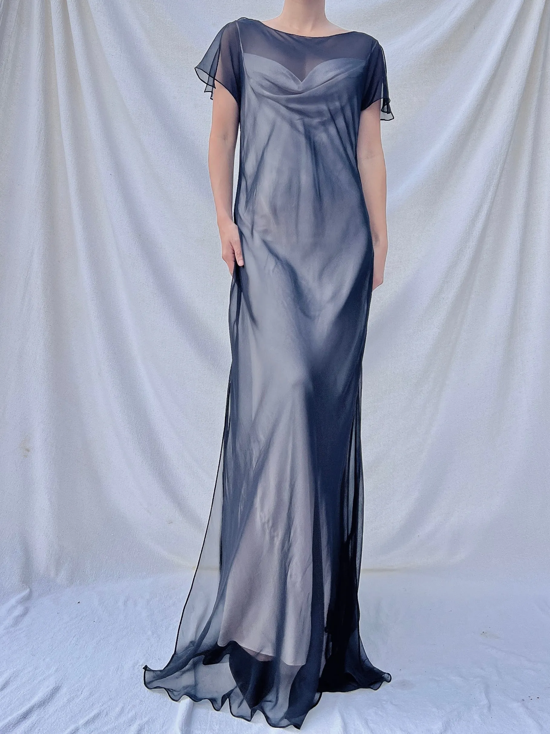 Vintage Sheer Chiffon Gown - S