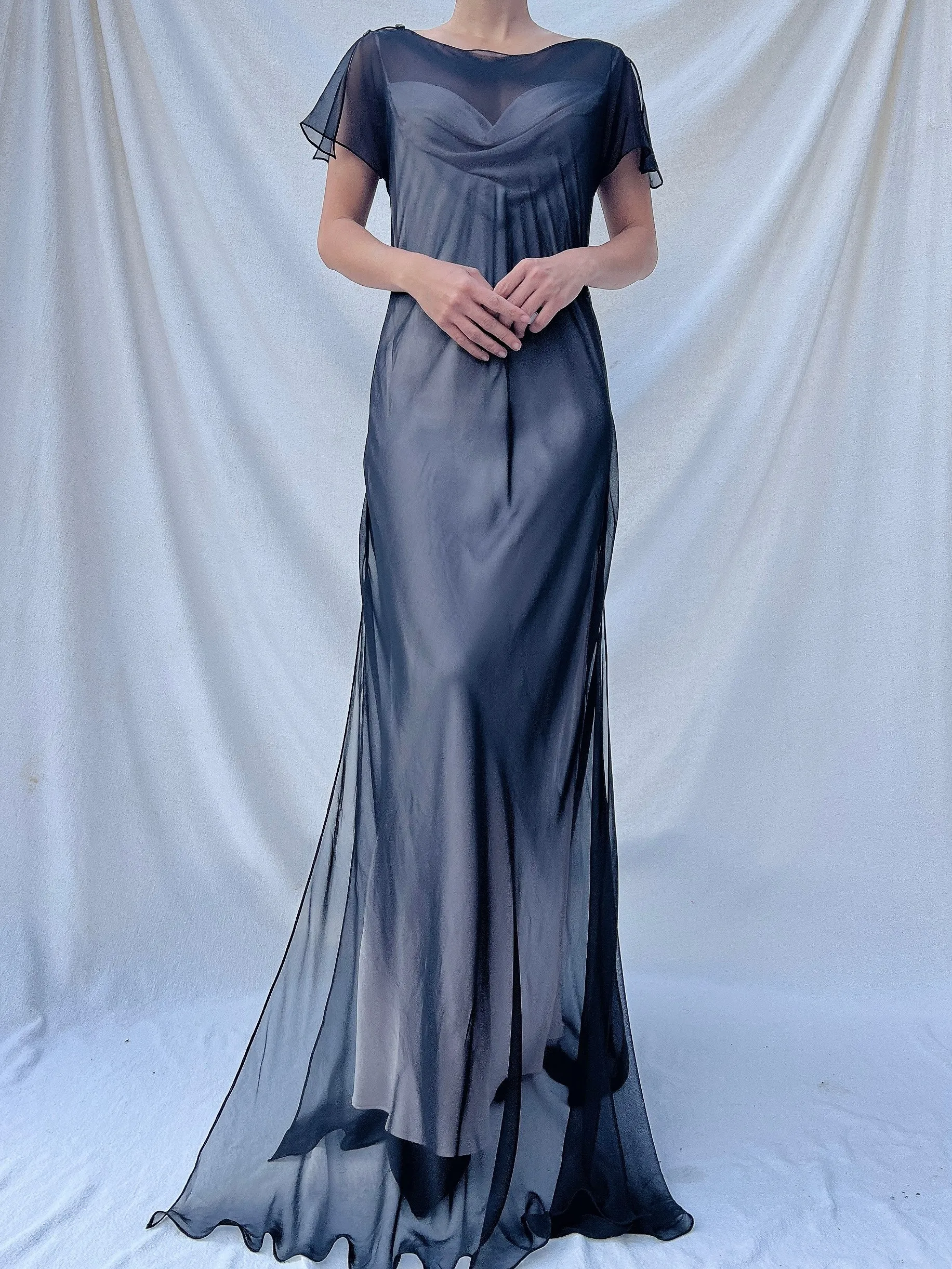 Vintage Sheer Chiffon Gown - S