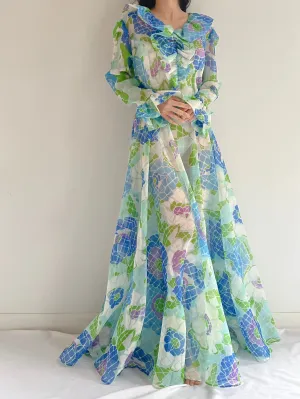 Vintage Sheer Floral Dress - M