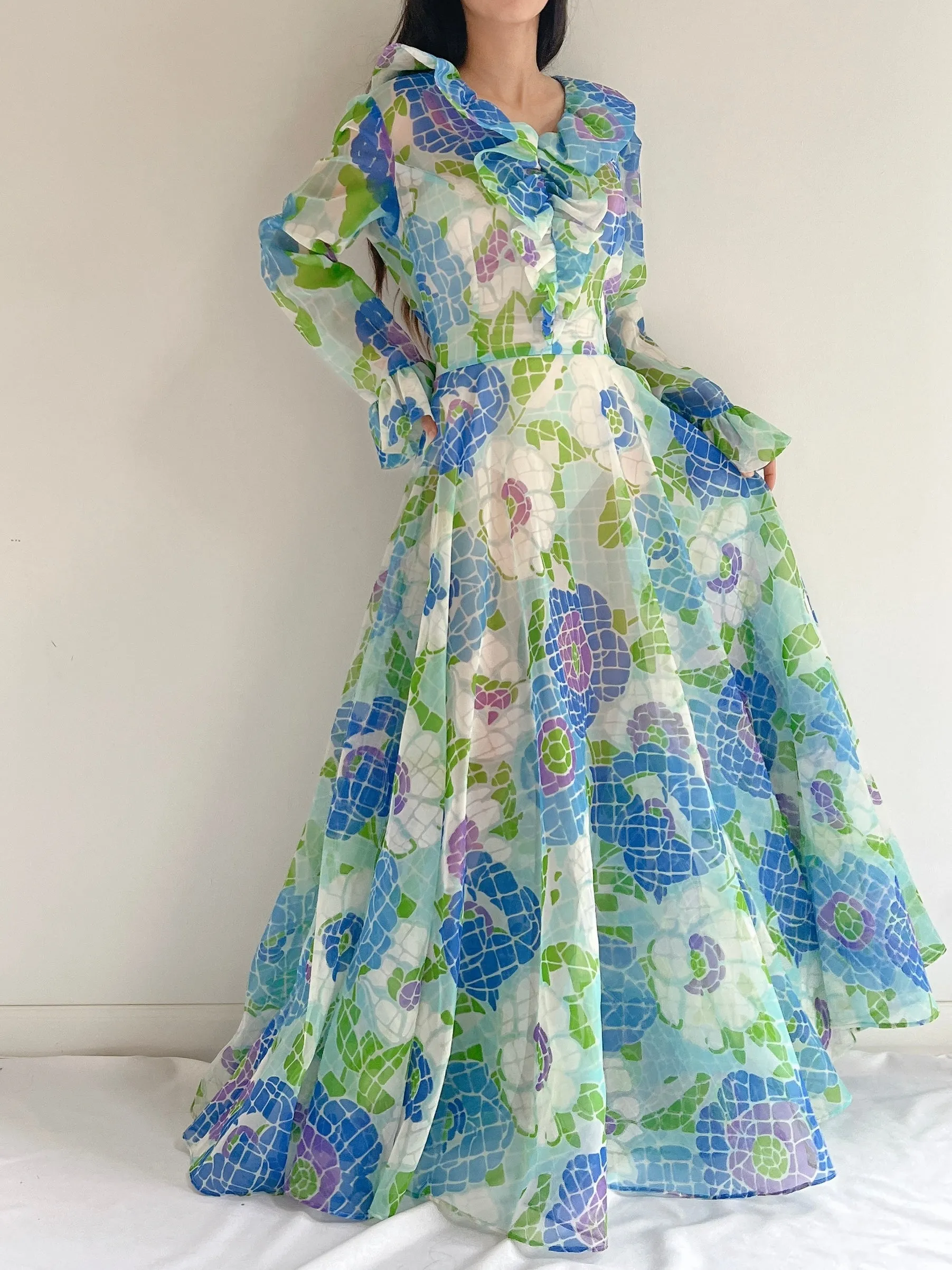 Vintage Sheer Floral Dress - M