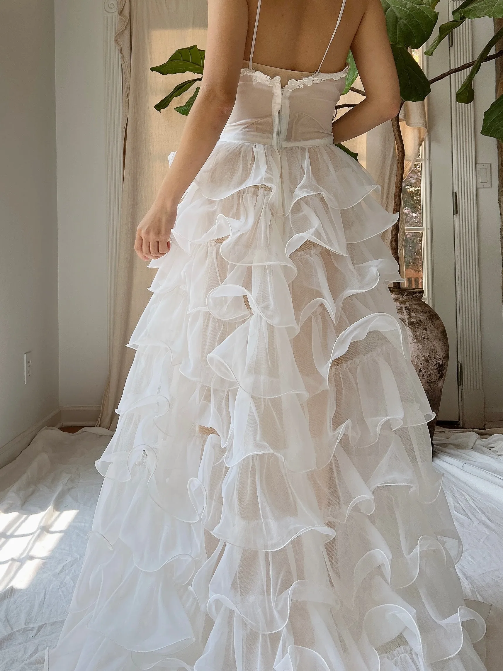 Vintage Sheer Ruffle Gown - XS