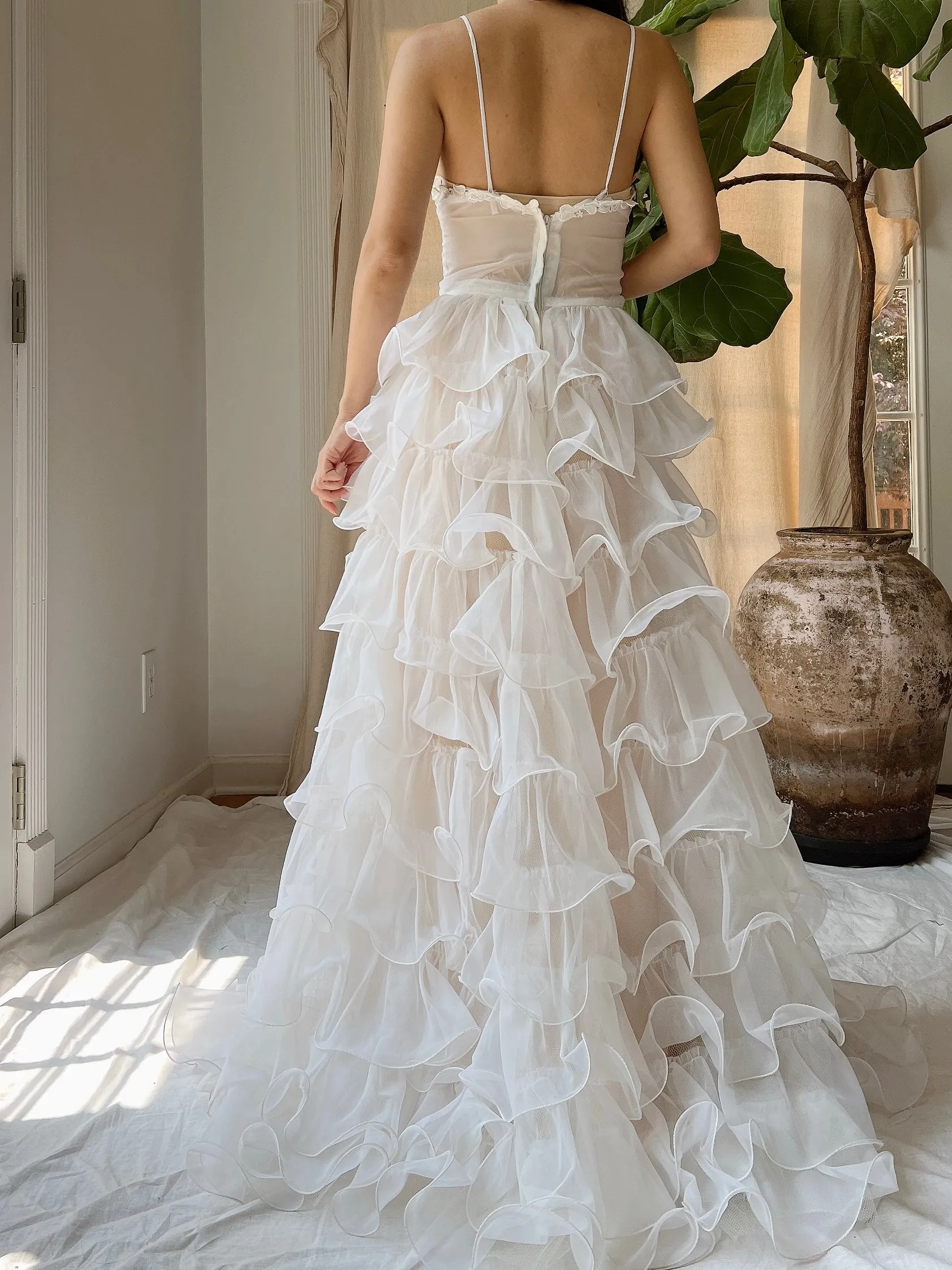 Vintage Sheer Ruffle Gown - XS