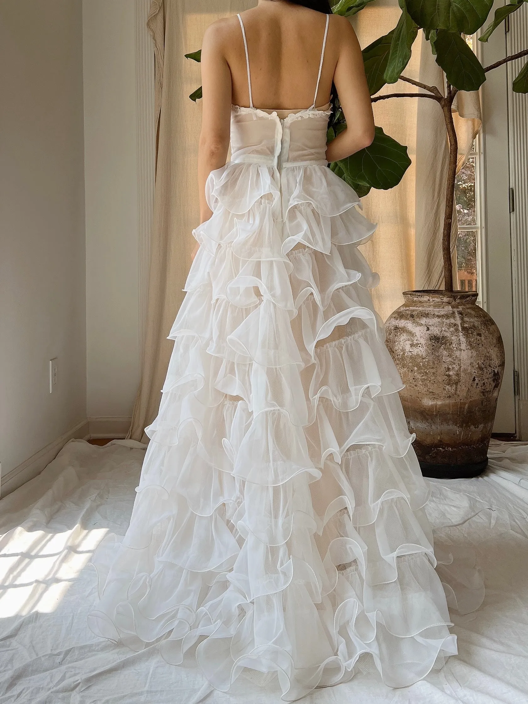 Vintage Sheer Ruffle Gown - XS