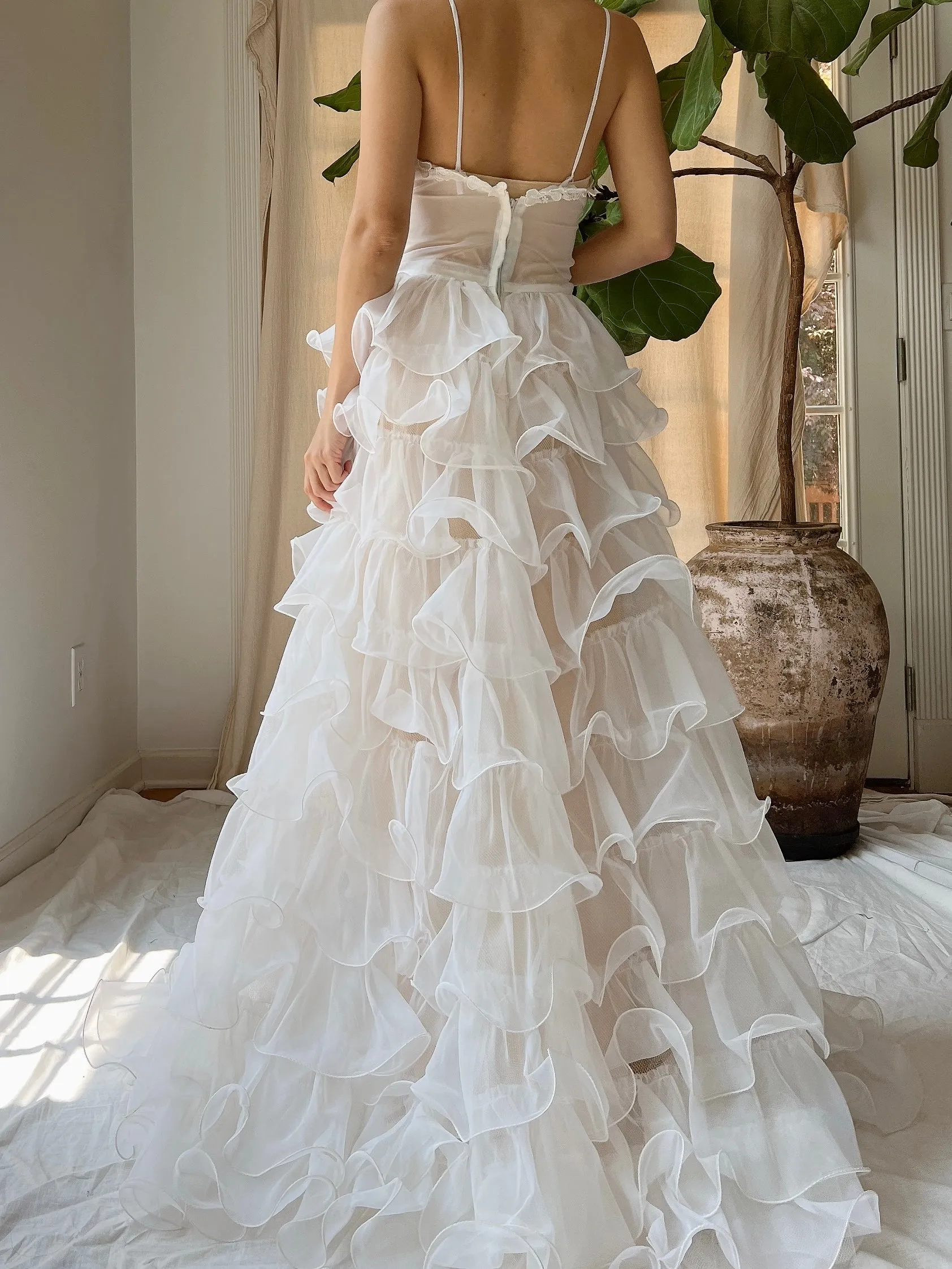Vintage Sheer Ruffle Gown - XS