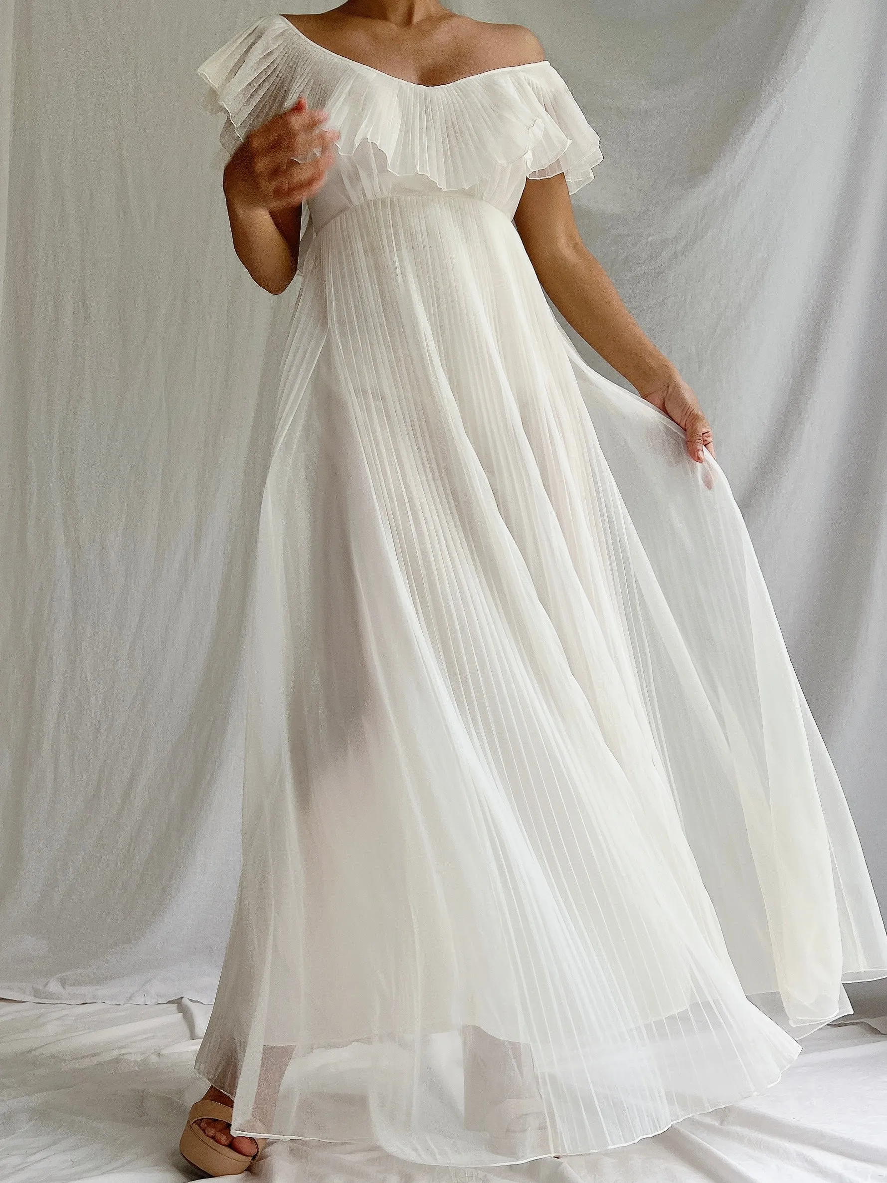 Vintage Sheer Tricot Empire Gown - S