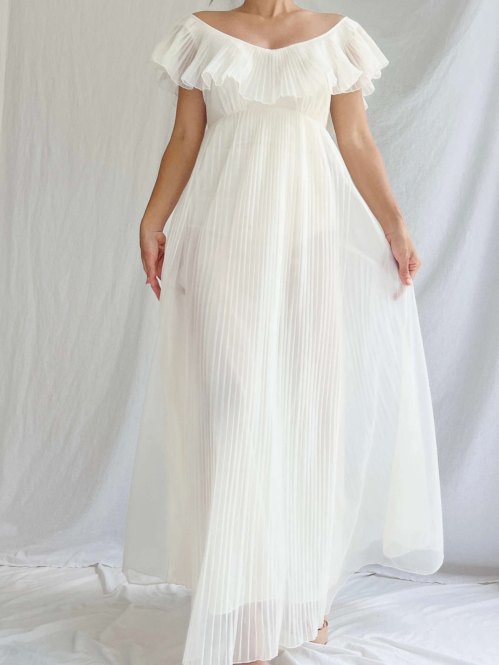 Vintage Sheer Tricot Empire Gown - S