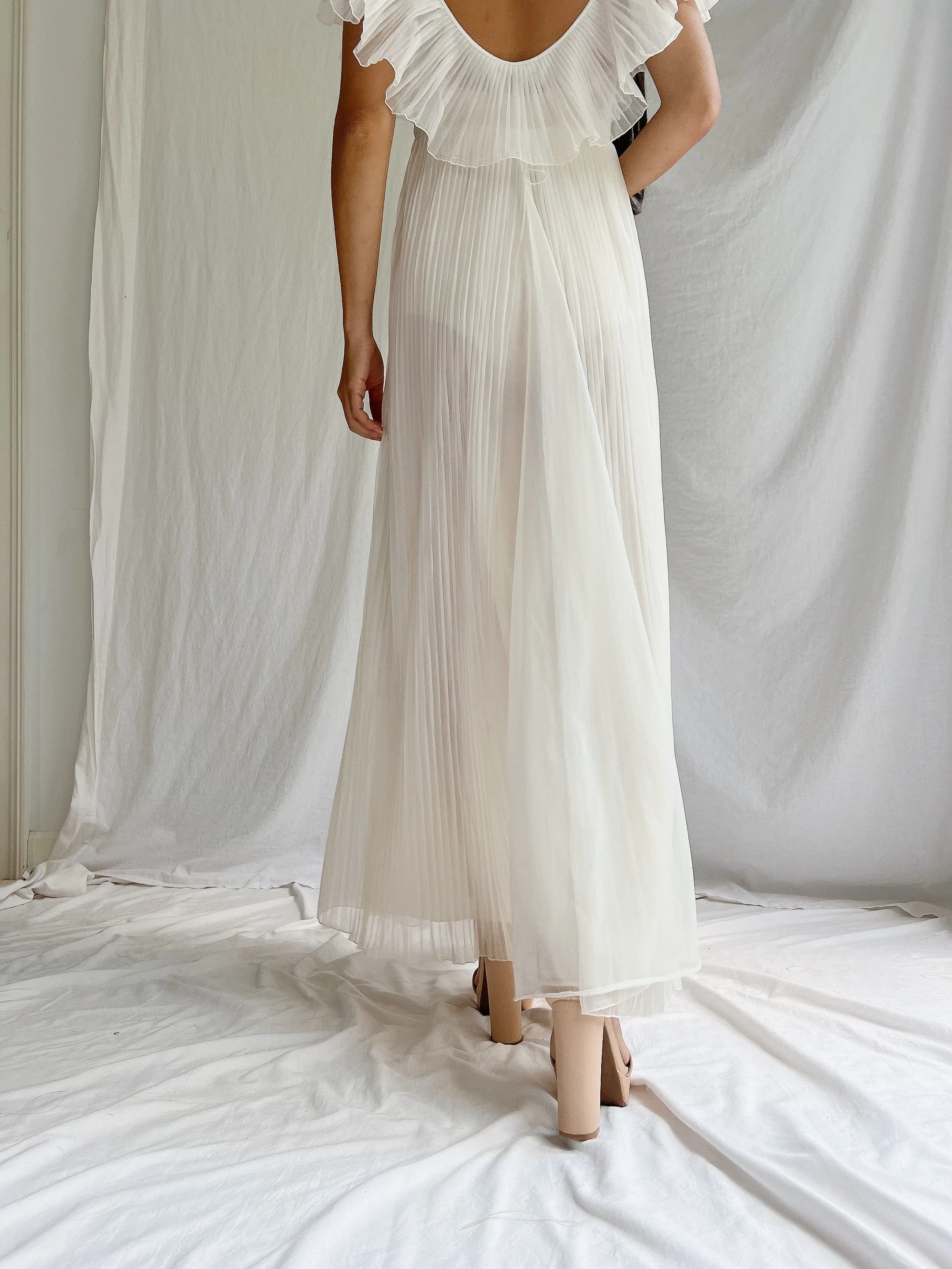 Vintage Sheer Tricot Empire Gown - S