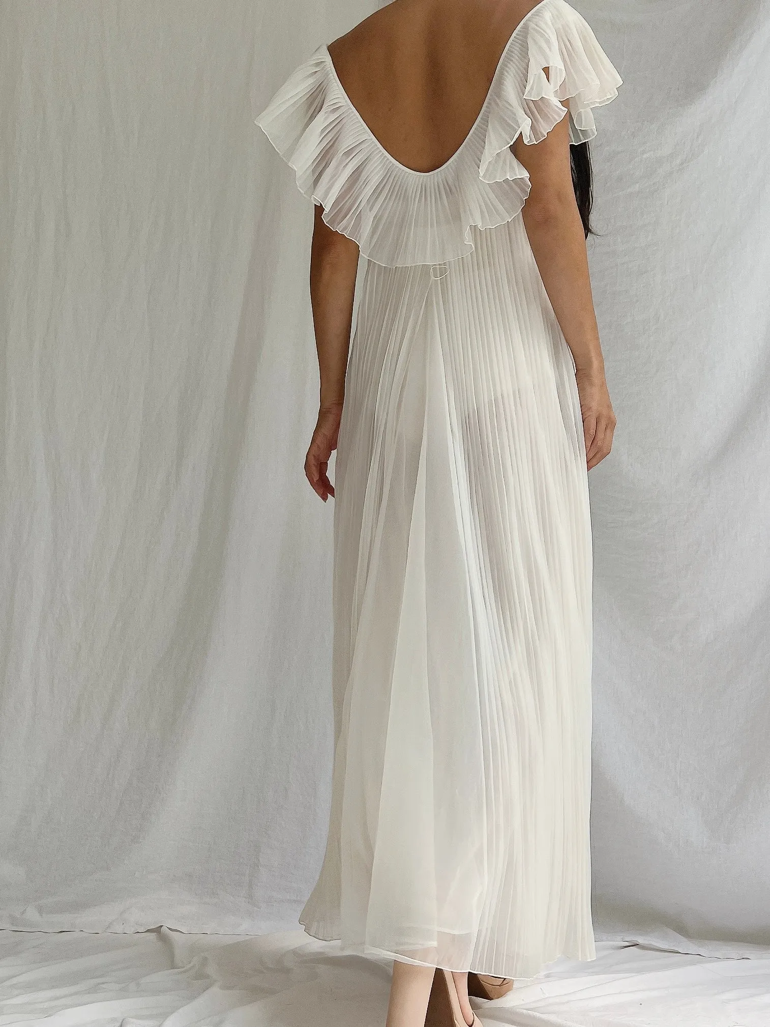 Vintage Sheer Tricot Empire Gown - S