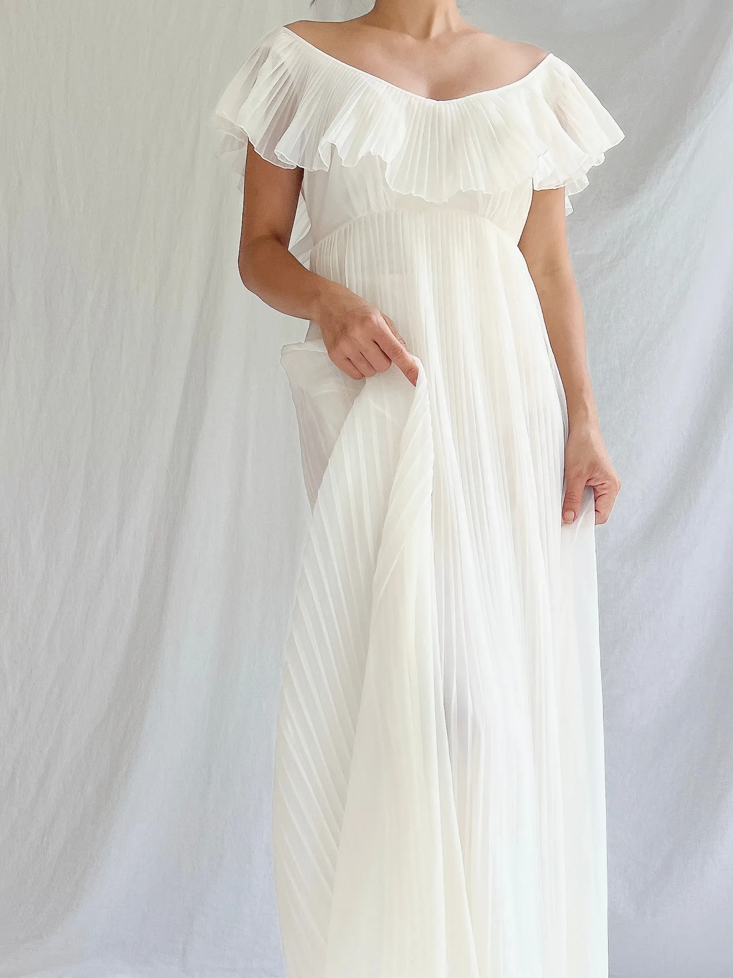 Vintage Sheer Tricot Empire Gown - S