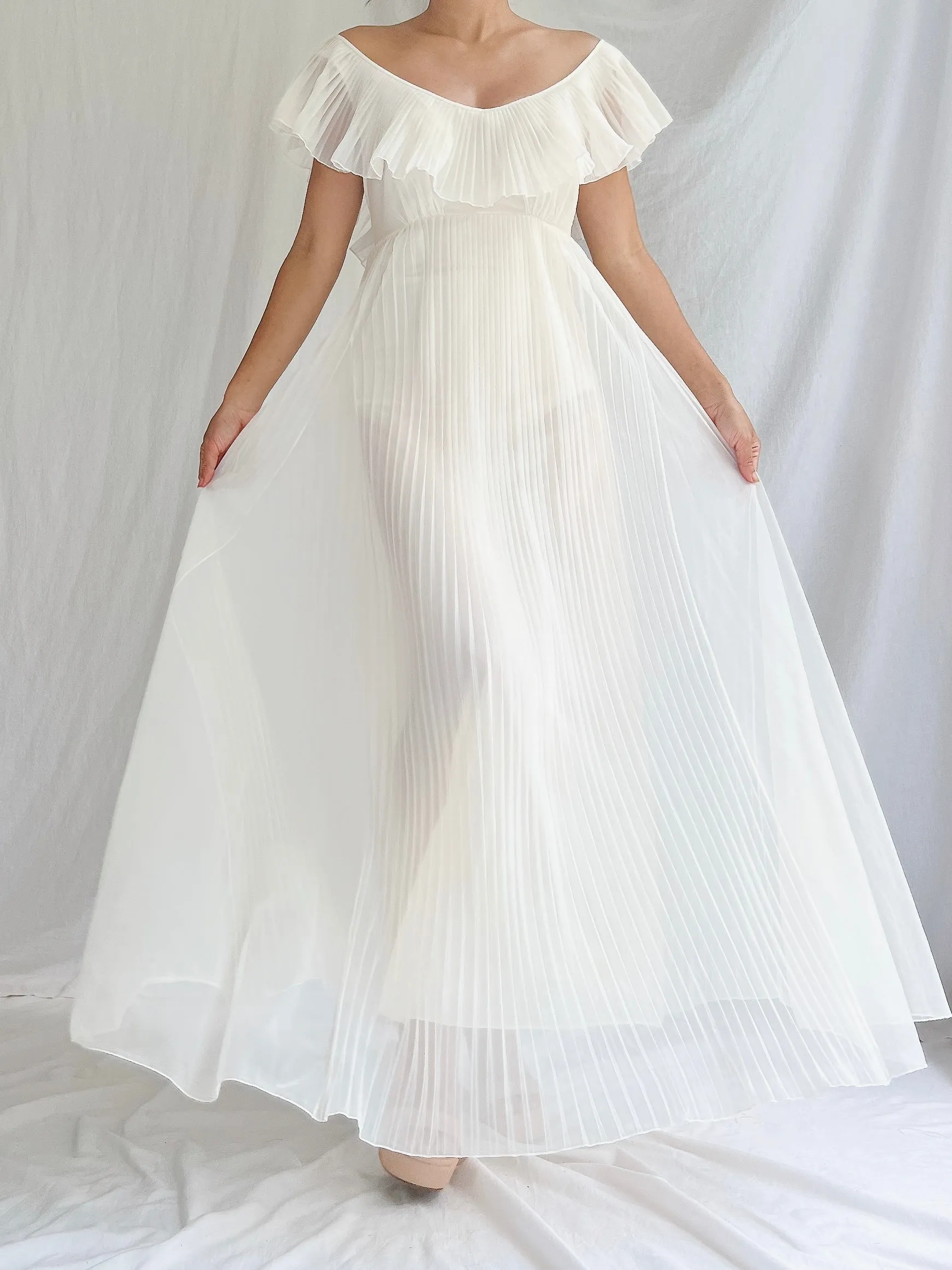 Vintage Sheer Tricot Empire Gown - S
