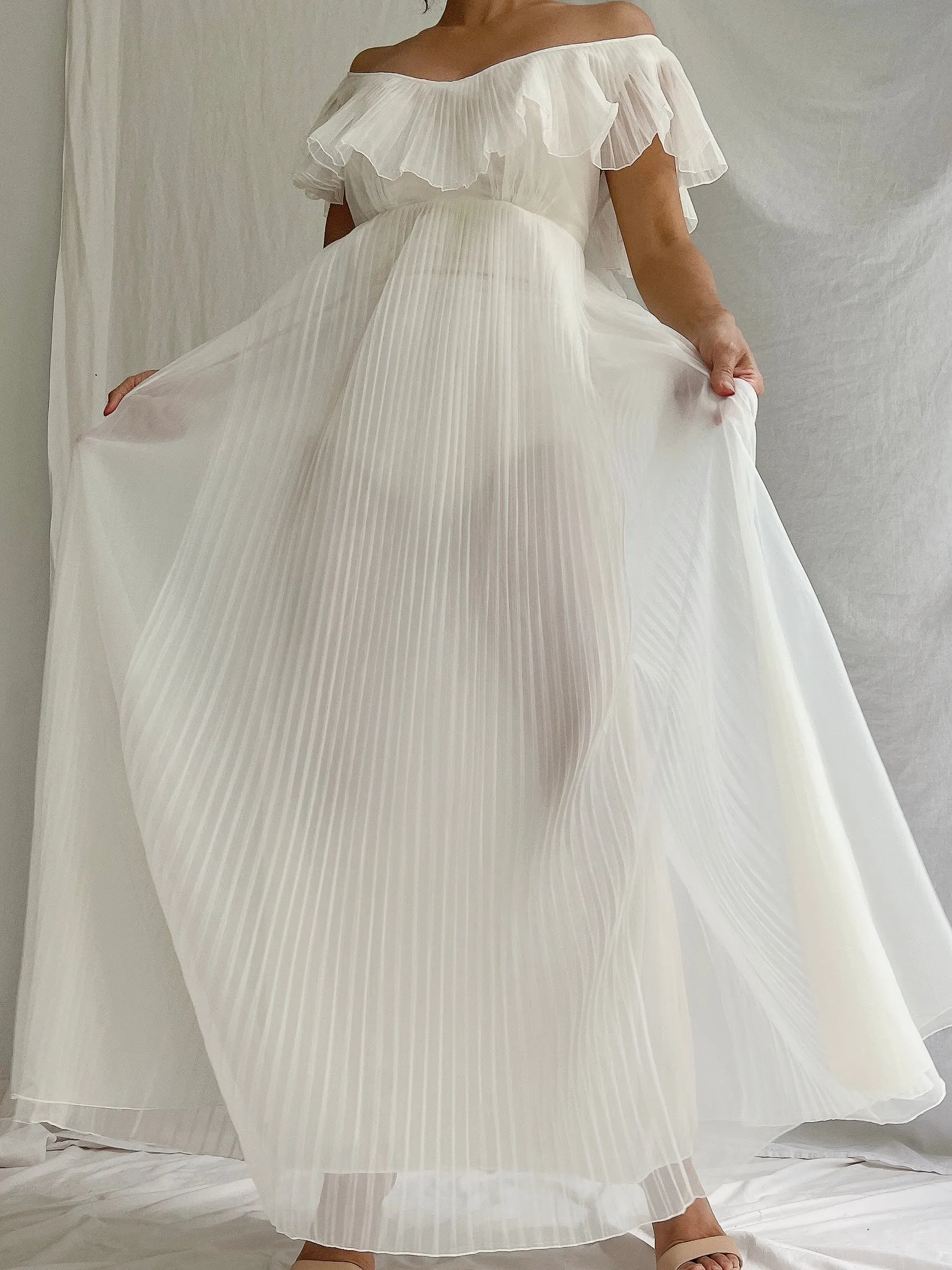 Vintage Sheer Tricot Empire Gown - S