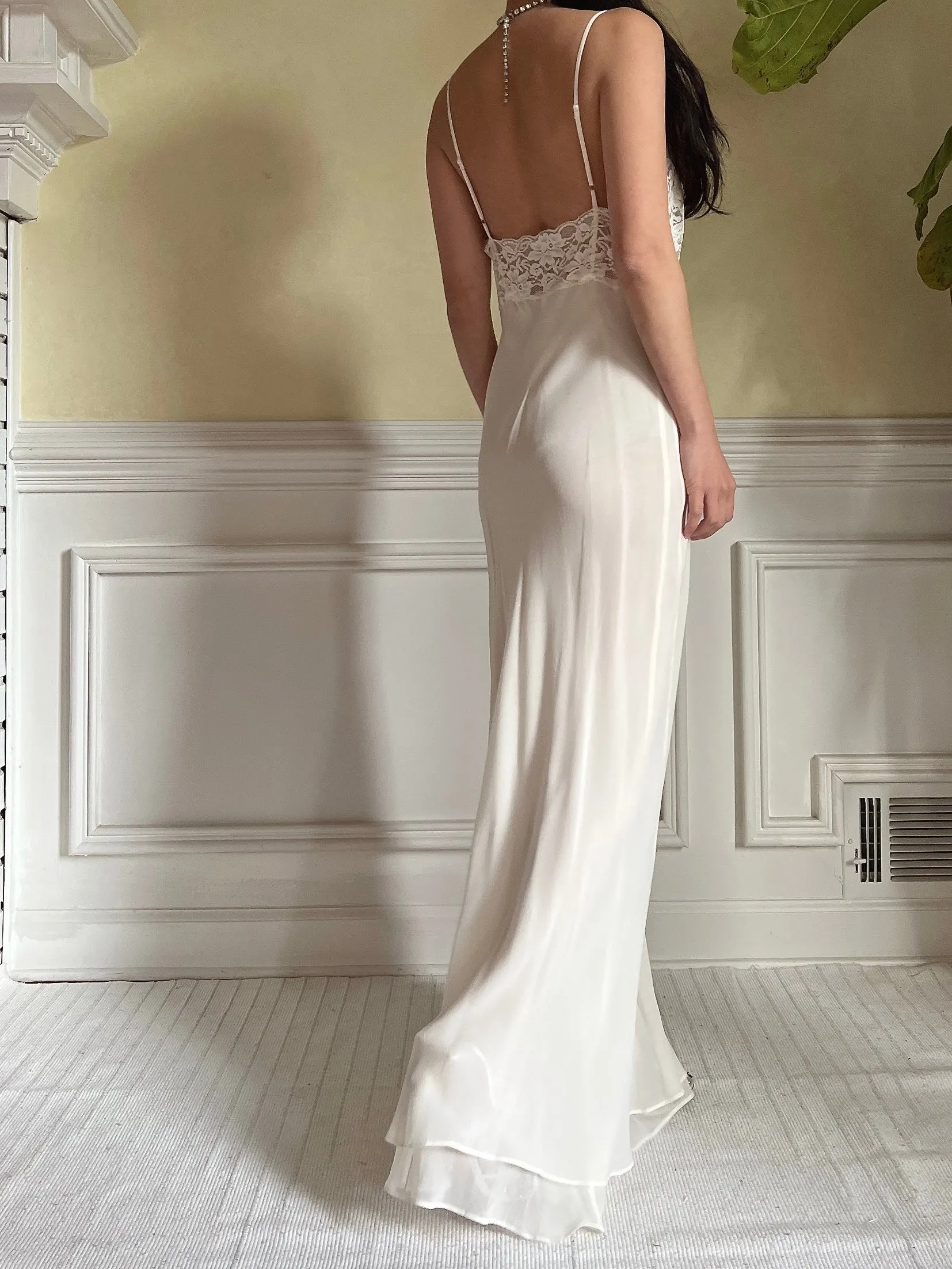 Vintage Silk and Lace Chiffon Slip Dress - S