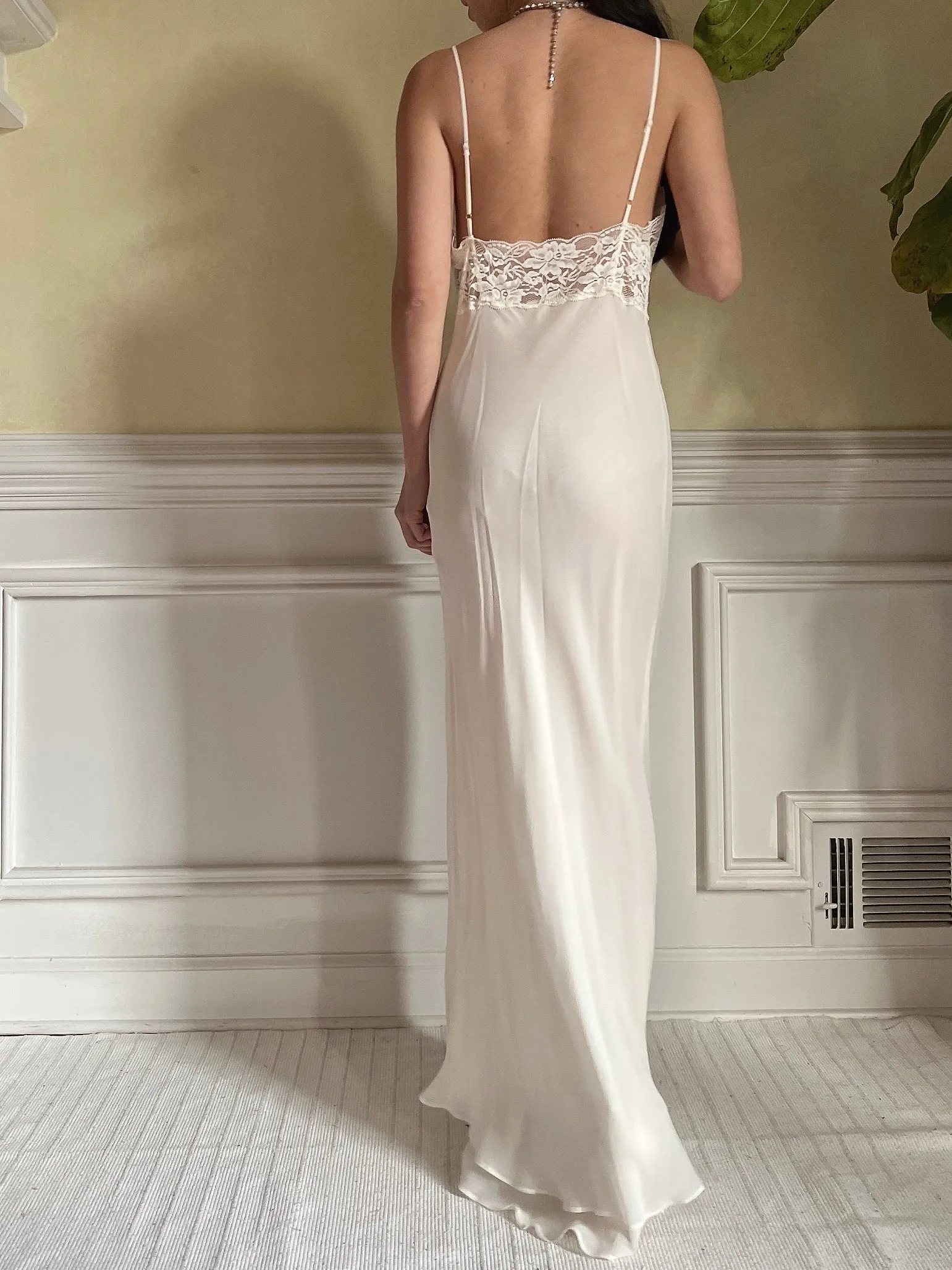 Vintage Silk and Lace Chiffon Slip Dress - S