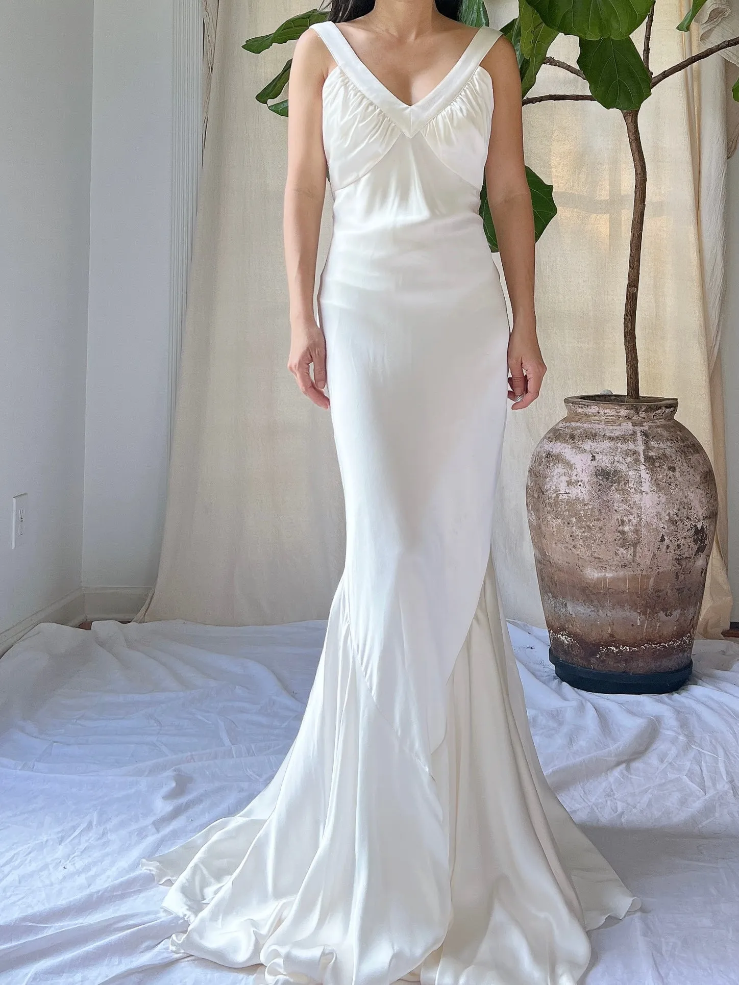 Vintage Silk Bias Cut Gown - M